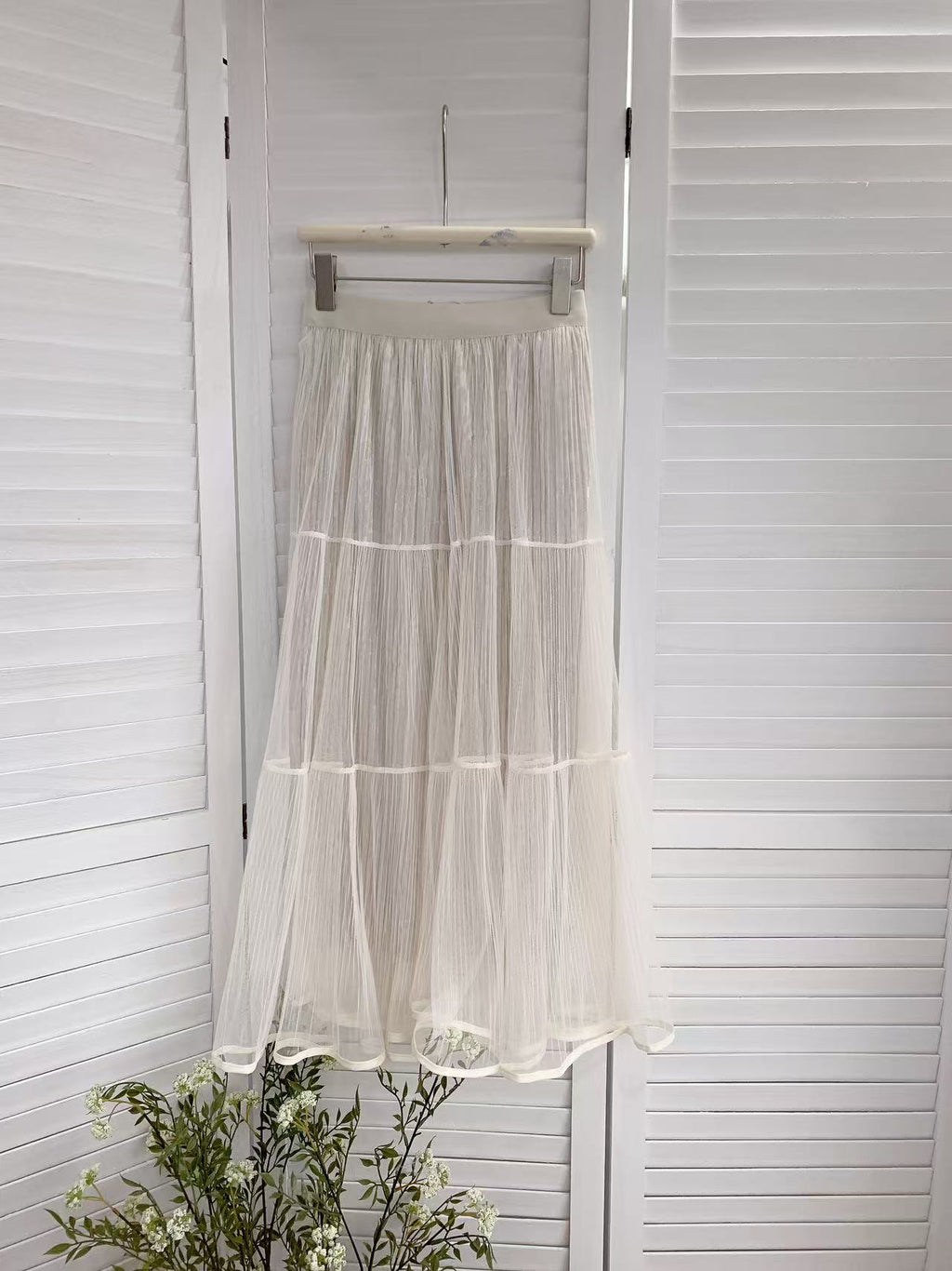 HELLO MILK TEE- 85672 壓褶半裙