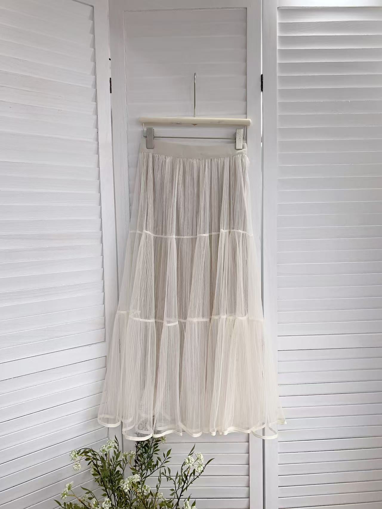 HELLO MILK TEE- 85672 壓褶半裙