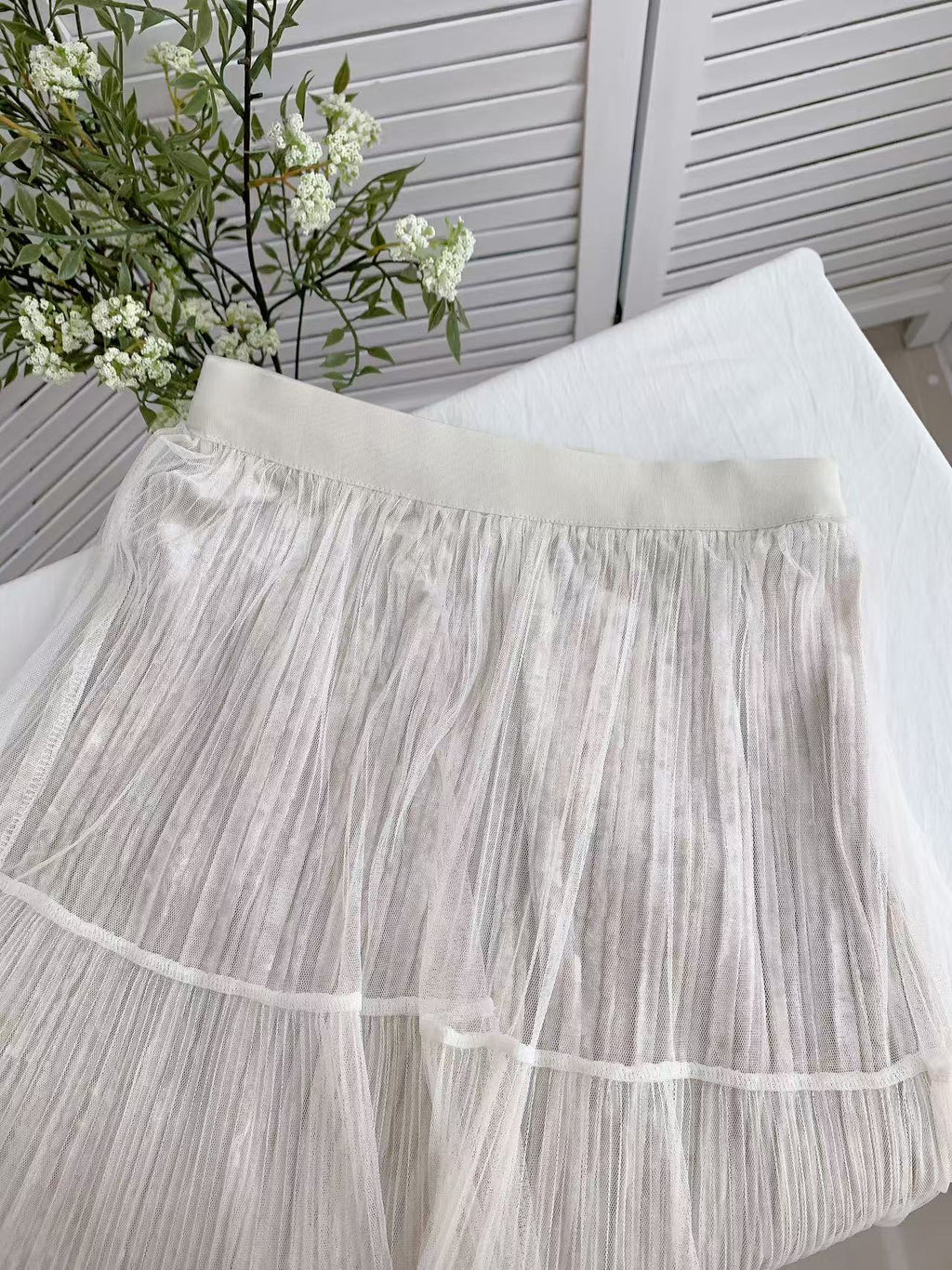 HELLO MILK TEE- 85672 壓褶半裙