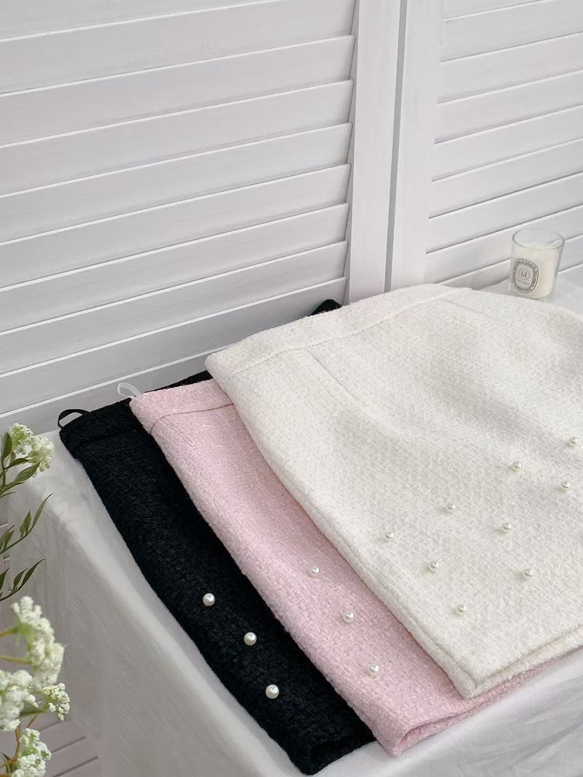 HELLO MILK TEE- 85658 釘珠半裙