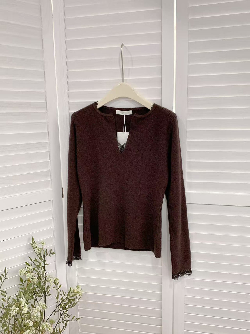 HELLO MILK TEE- 85583 蕾絲邊打底