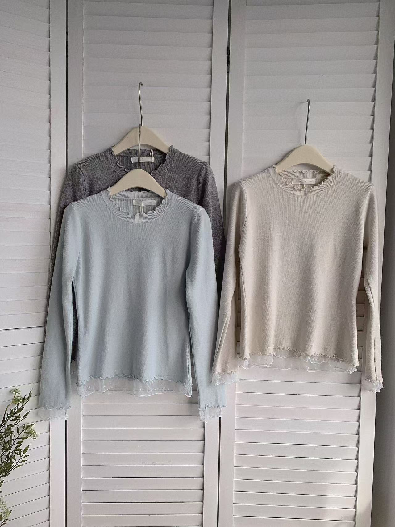 HELLO MILK TEE- 85726 木耳邊上衣