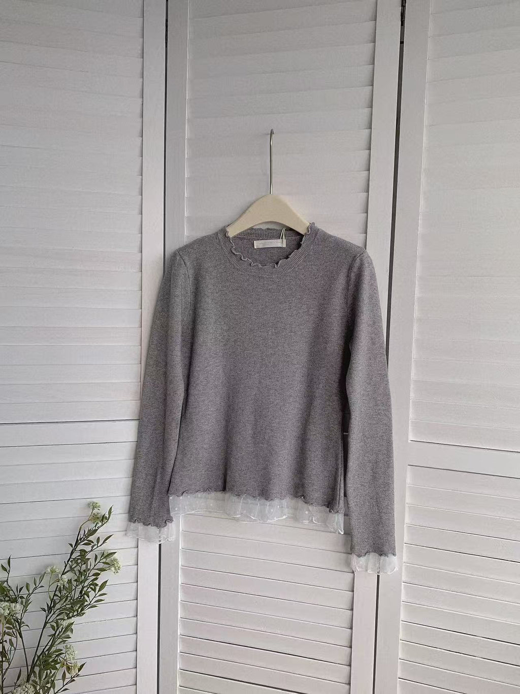 HELLO MILK TEE- 85726 木耳邊上衣