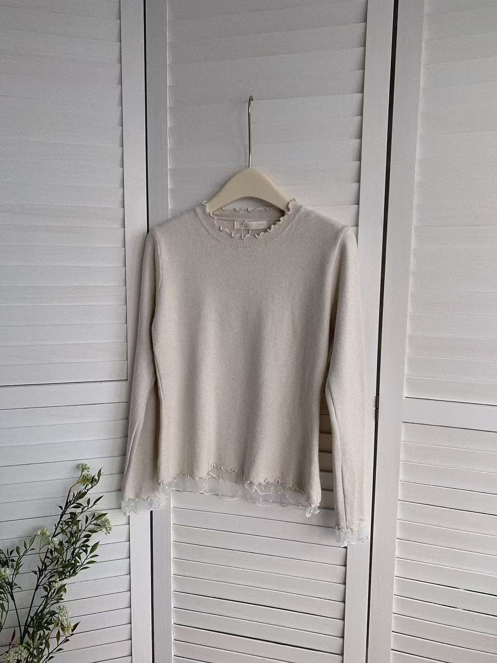 HELLO MILK TEE- 85726 木耳邊上衣