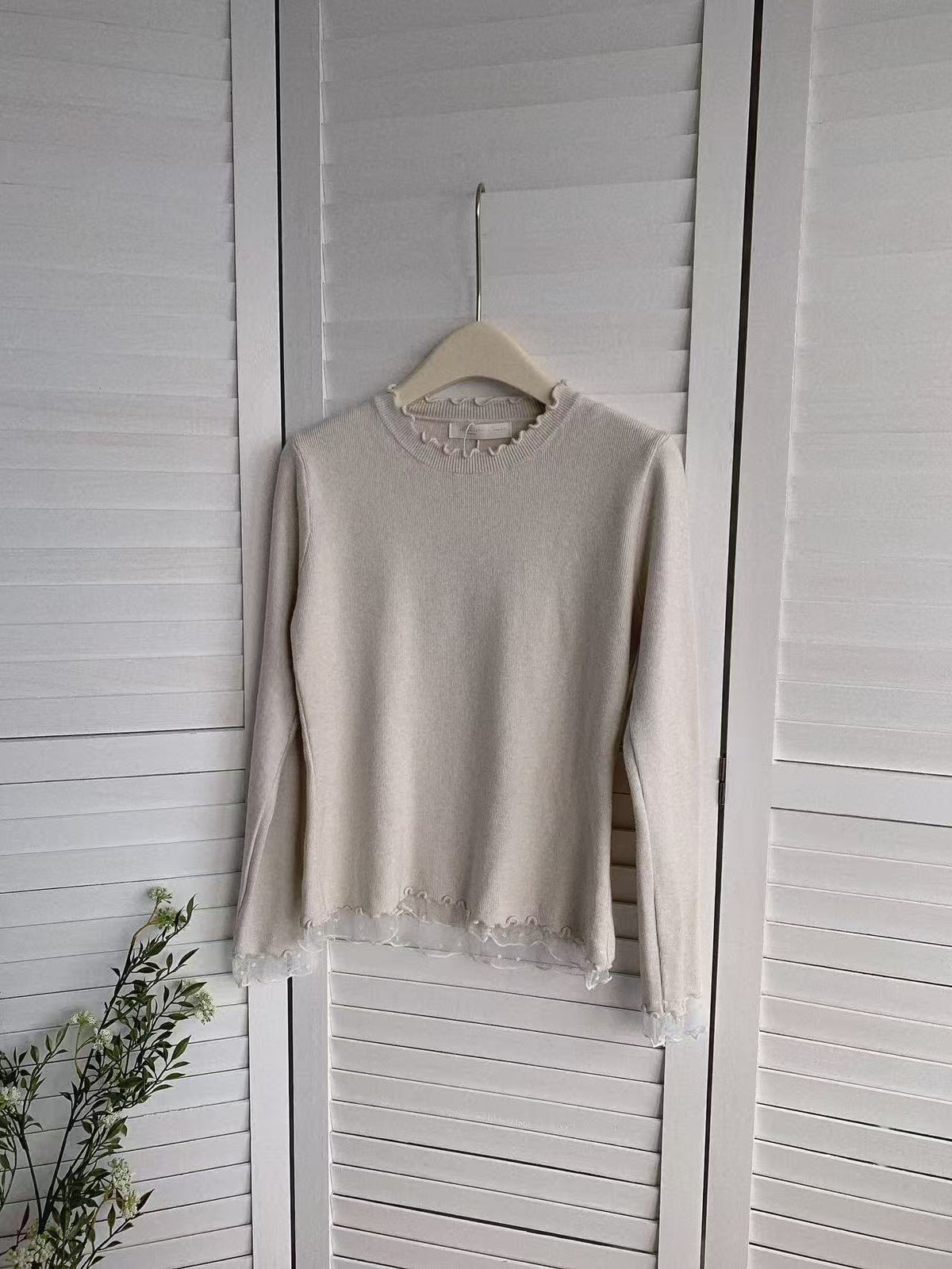 HELLO MILK TEE- 85726 木耳邊上衣