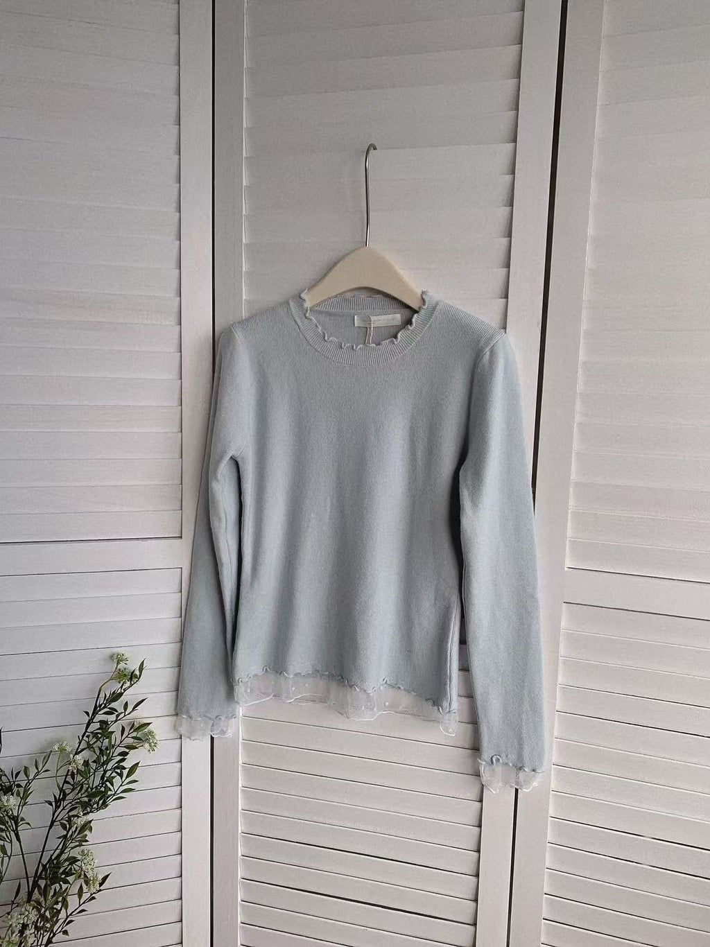 HELLO MILK TEE- 85726 木耳邊上衣