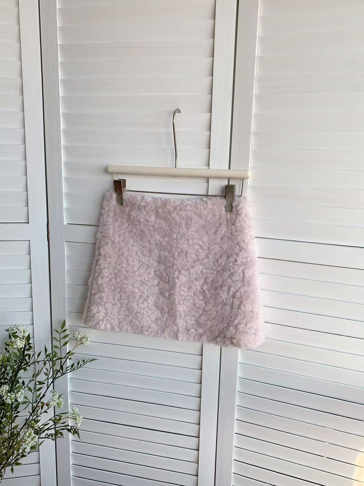 HELLO MILK TEE- 85717 毛絨短裙