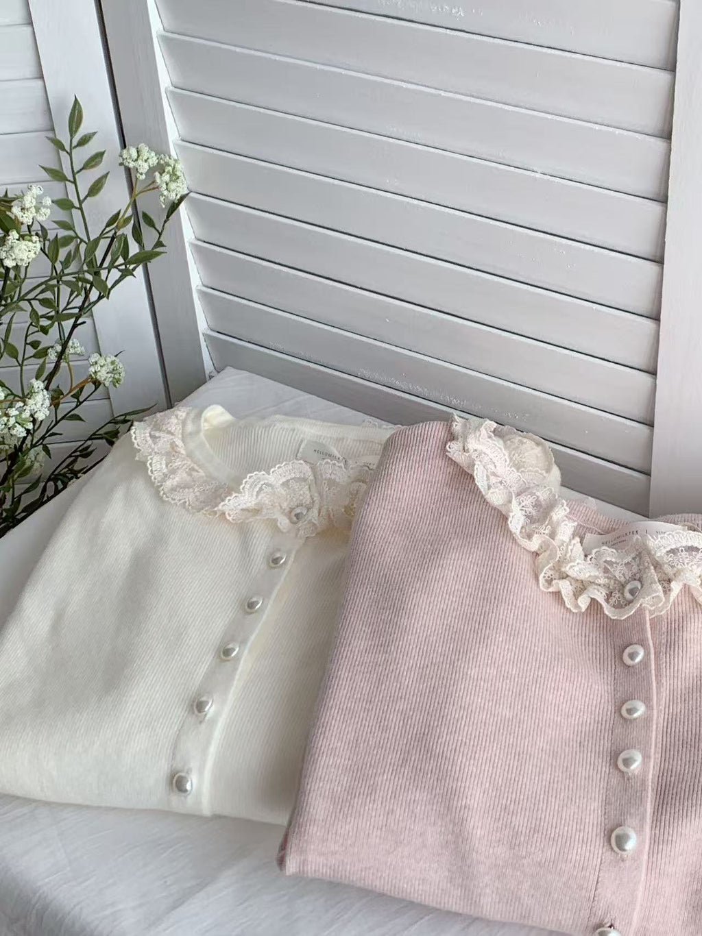 HELLO MILK TEE- 85767 花邊領上衣