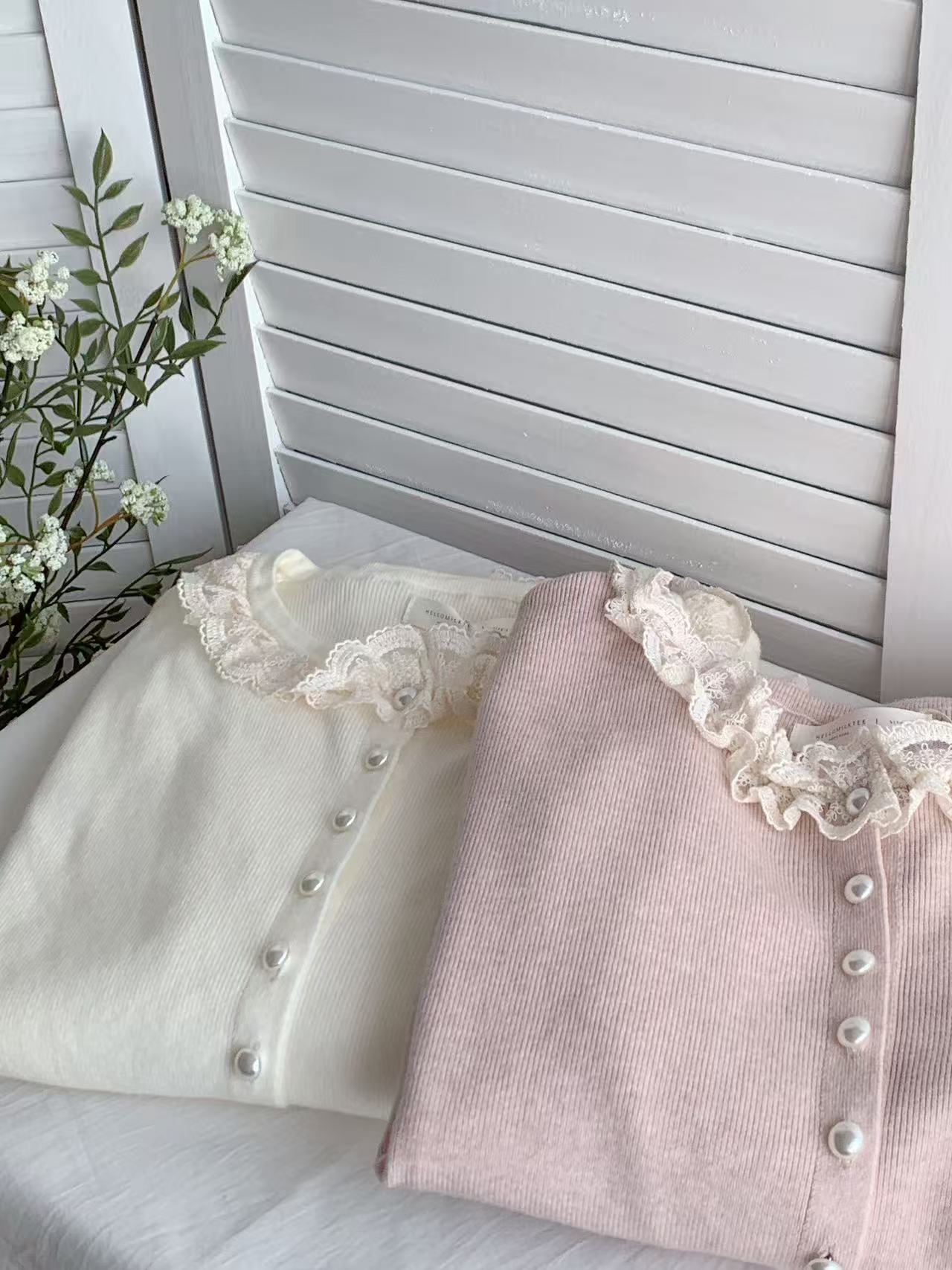 HELLO MILK TEE- 85767 花邊領上衣