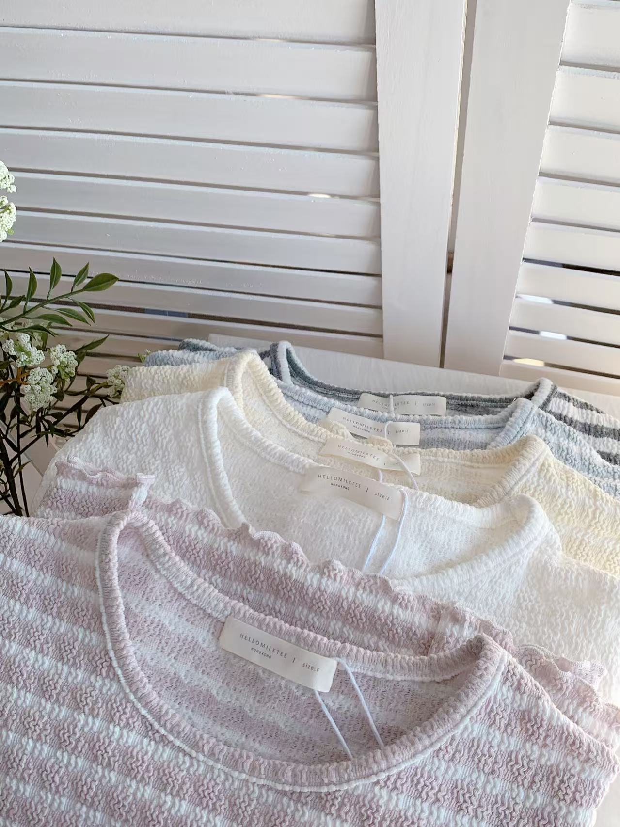 HELLO MILK TEE- 85804 圓領長袖衫