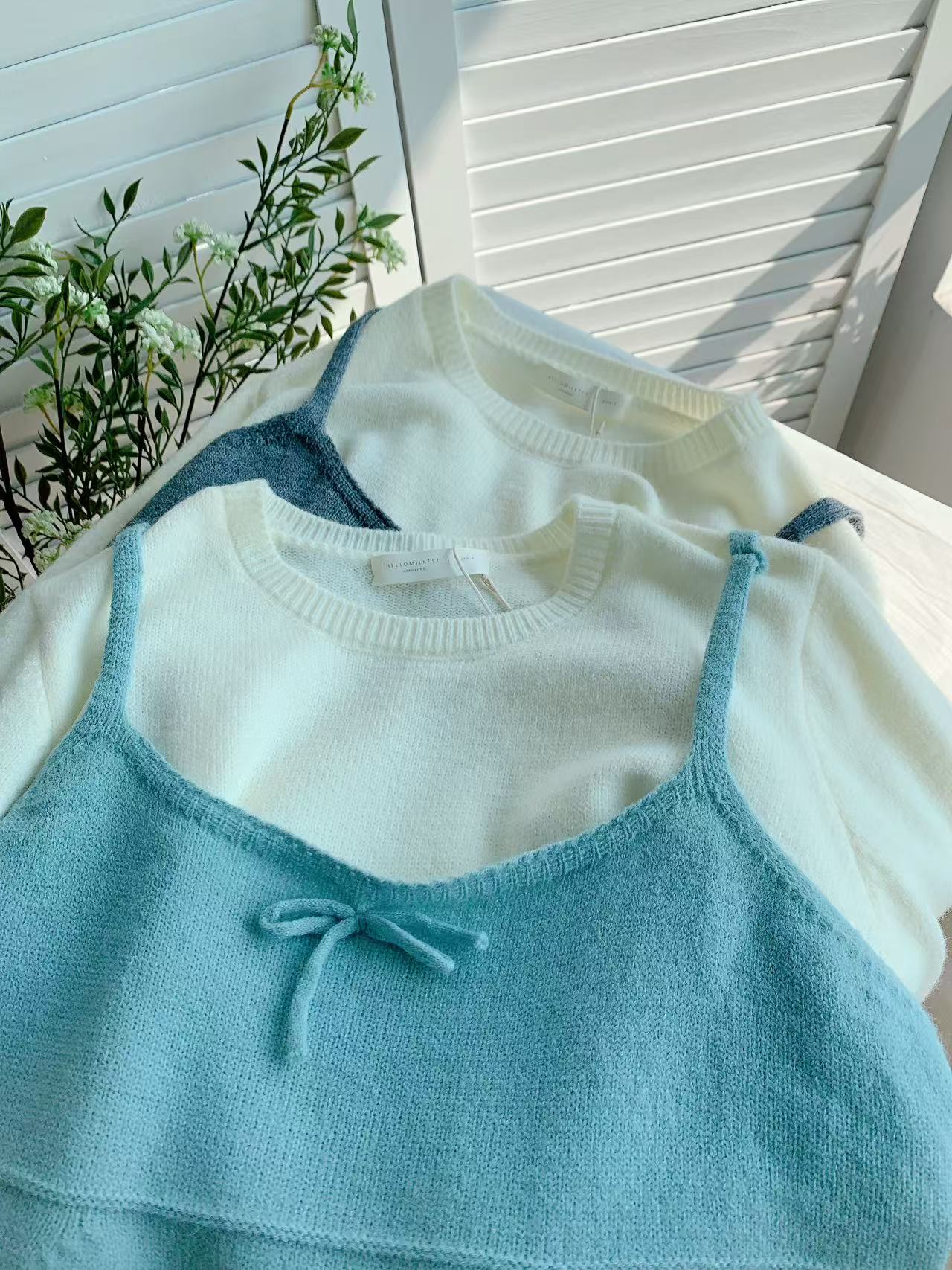 HELLO MILK TEE- 85755 圓領套裝