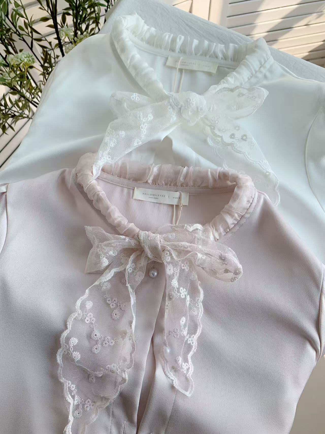 HELLO MILK TEE- 85773 系帶小衫