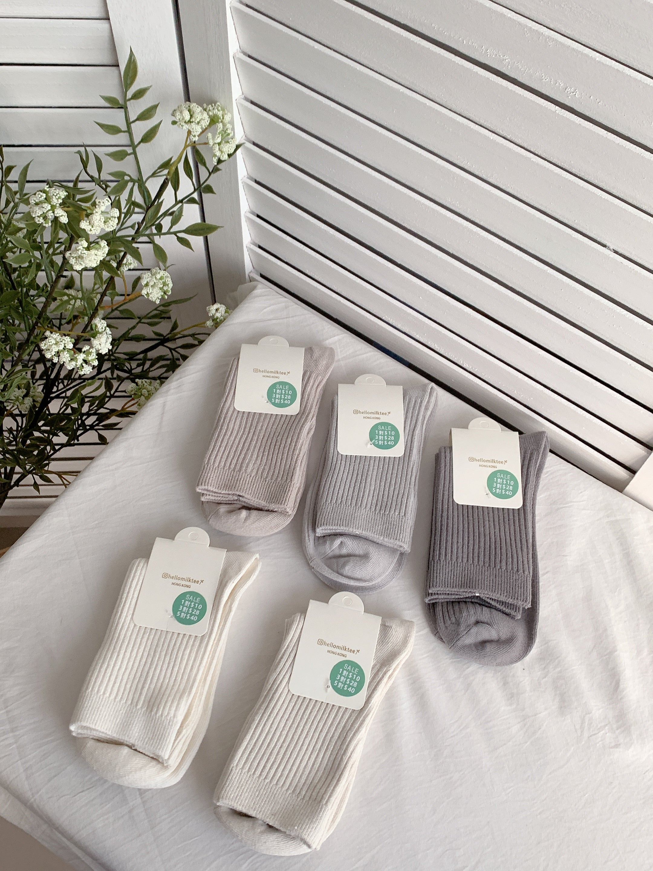 HELLO MILK TEE- AY1051 質感休閑襪