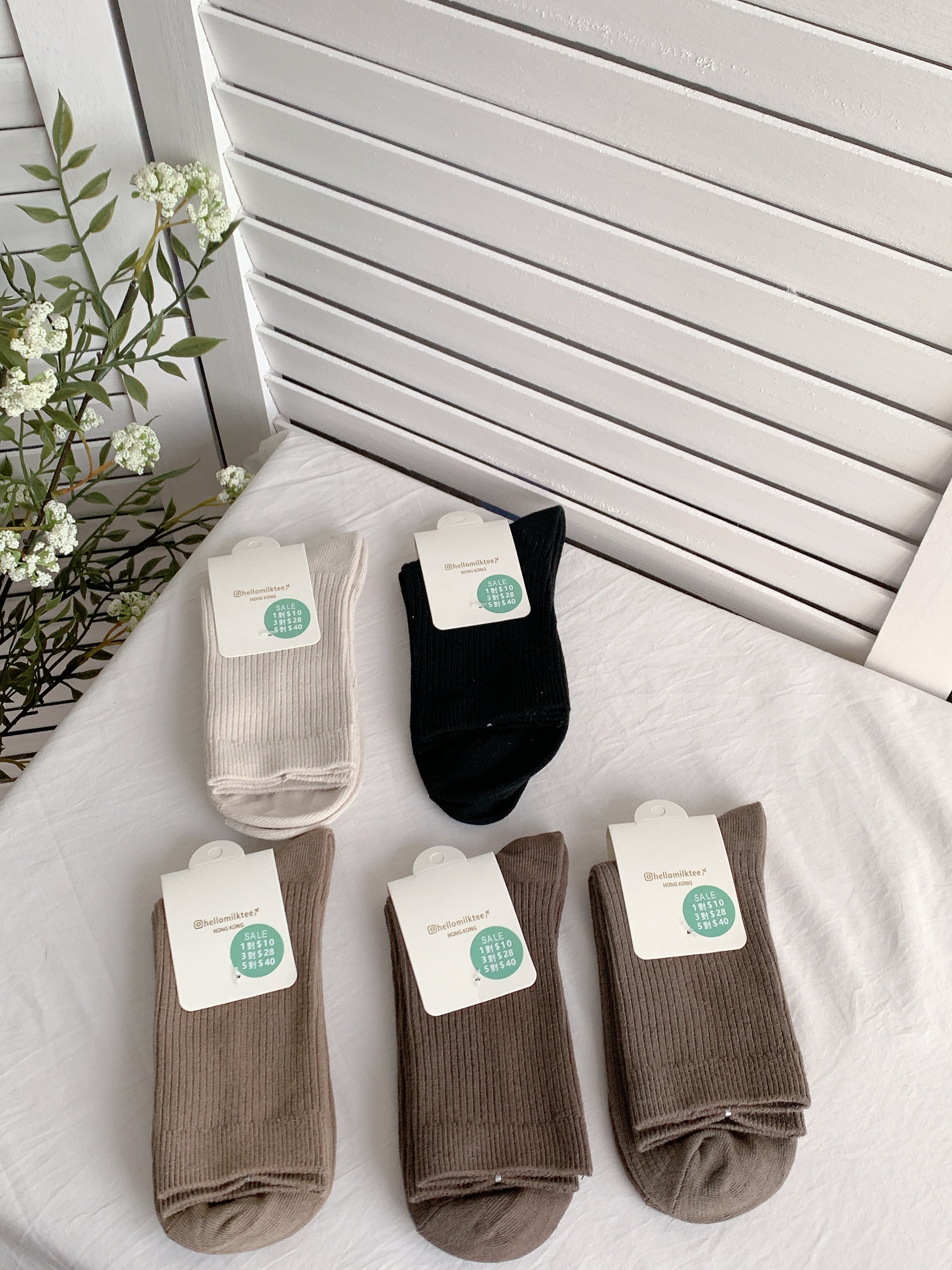 HELLO MILK TEE- AY1049  純棉百搭襪