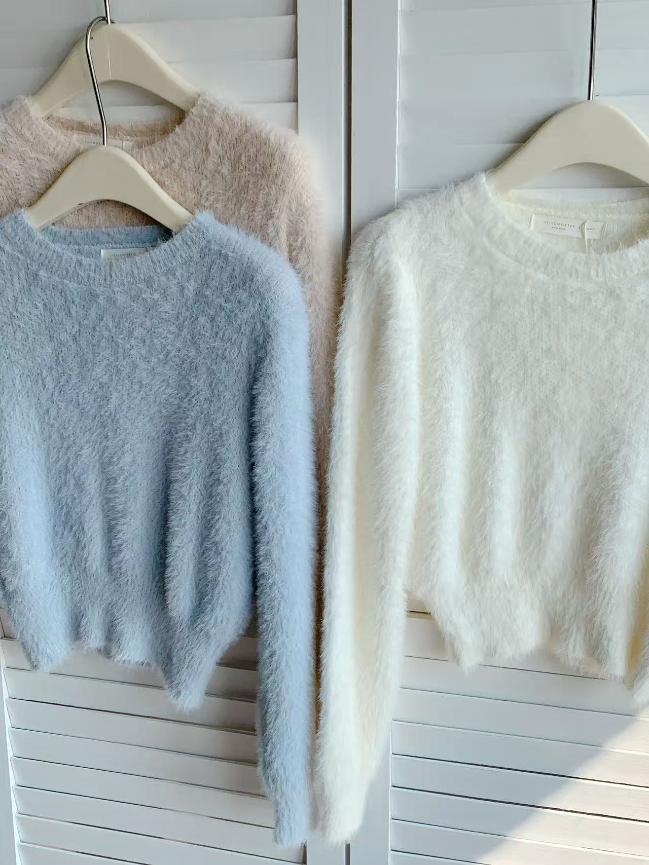 HELLO MILK TEE- 85785 圓領毛絨衫