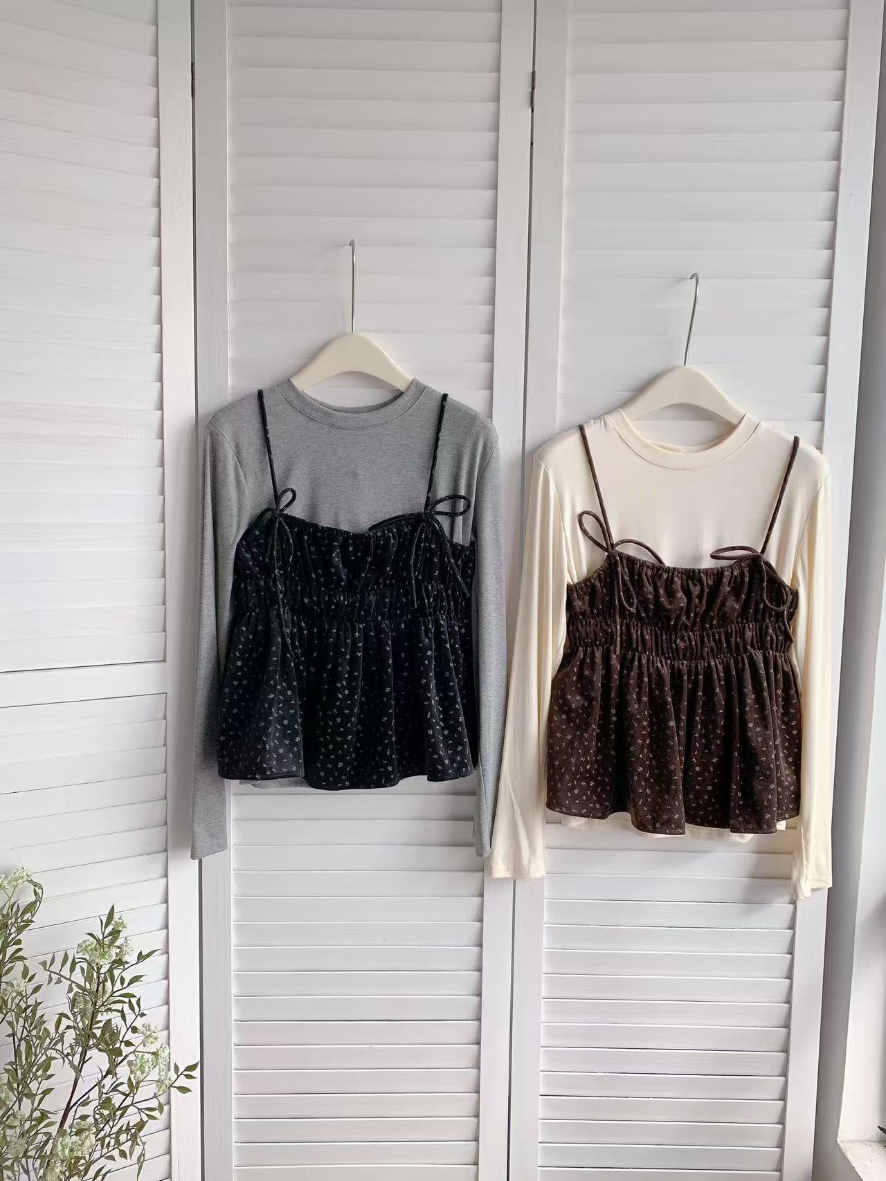 HELLO MILK TEE- 85794 吊帶套裝