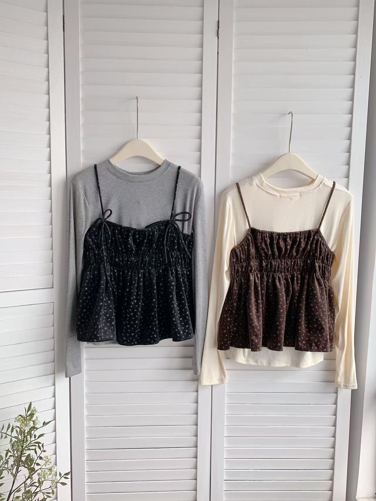 HELLO MILK TEE- 85794 吊帶套裝