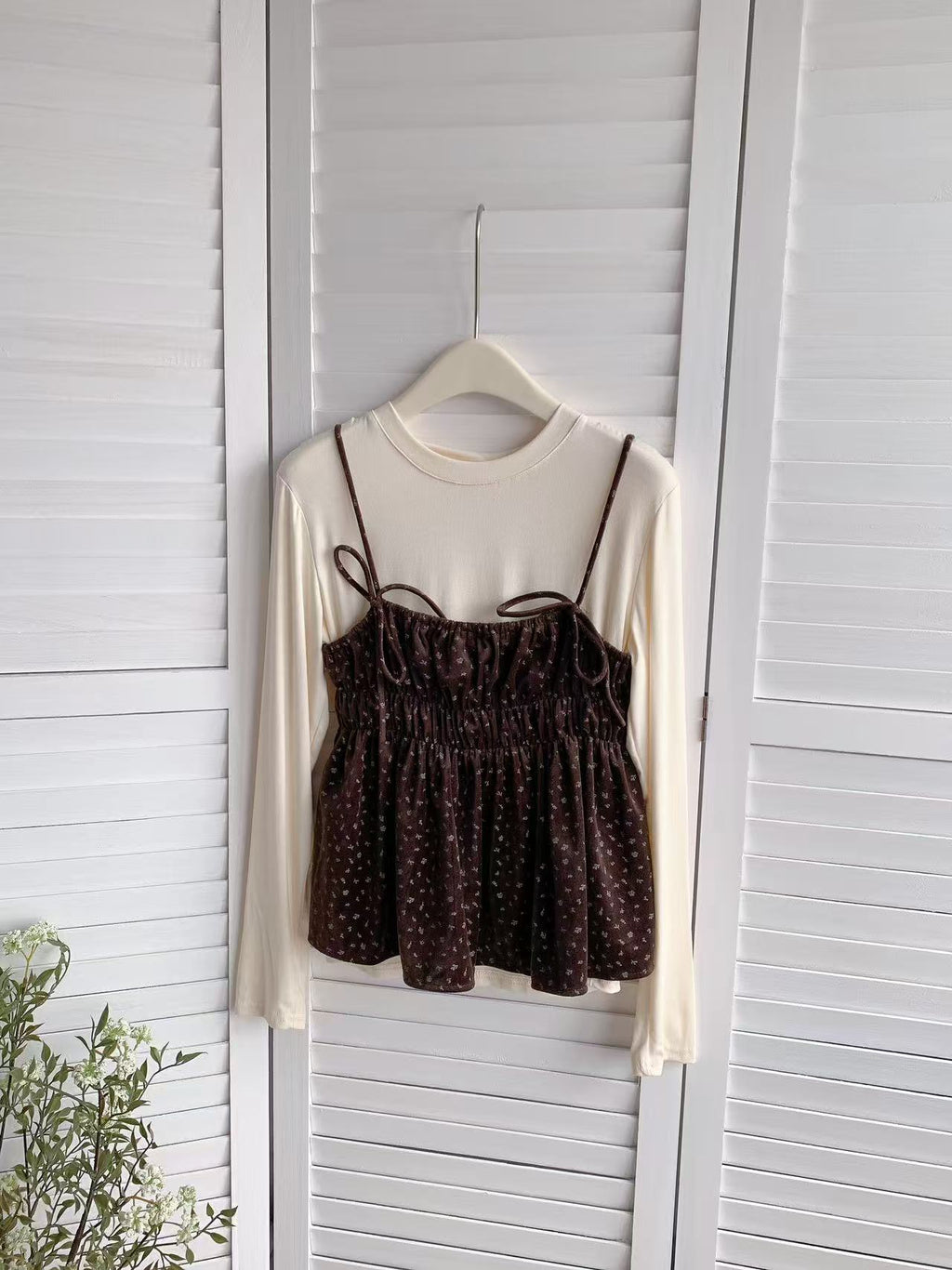 HELLO MILK TEE- 85794 吊帶套裝