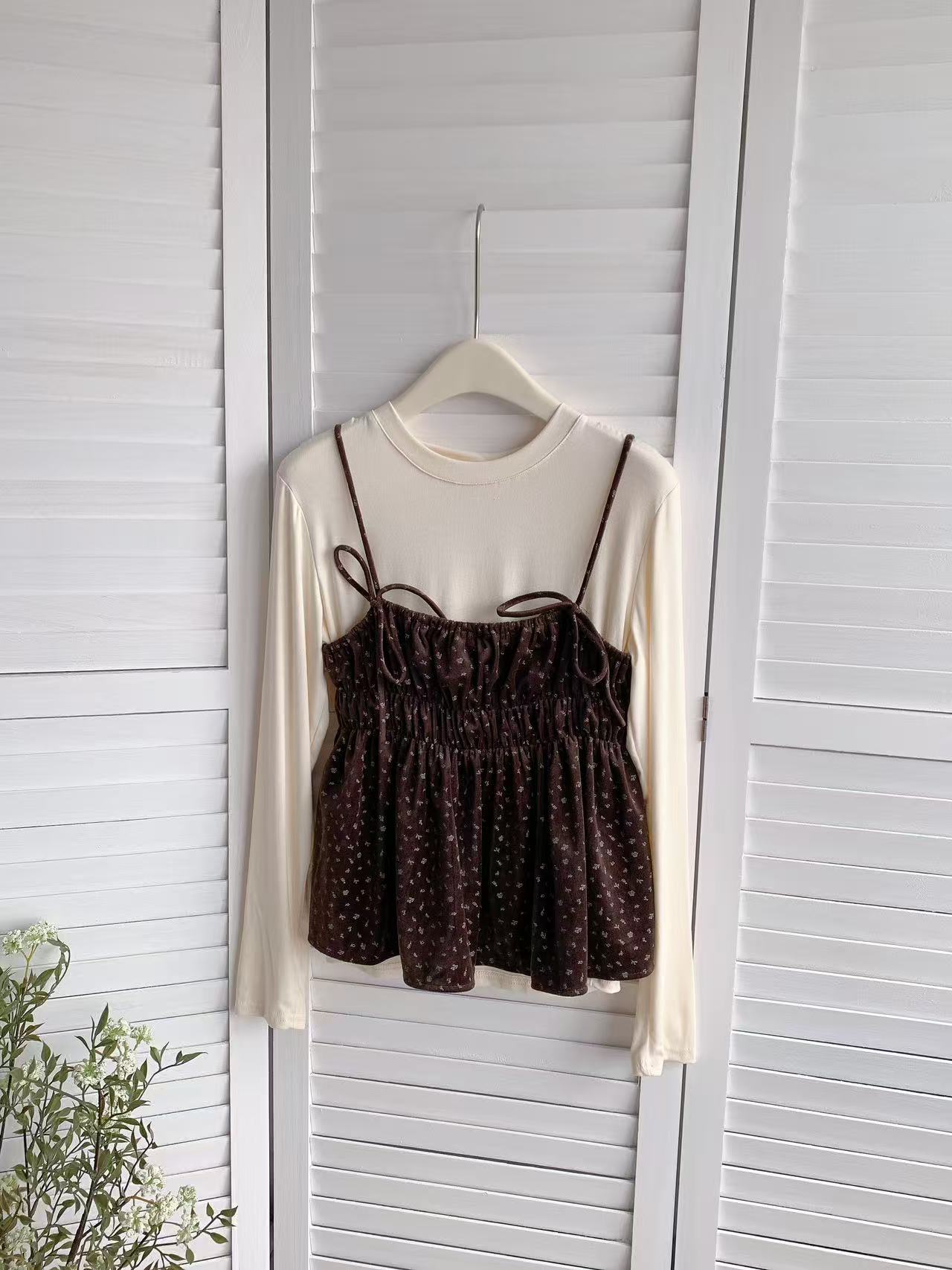 HELLO MILK TEE- 85794 吊帶套裝