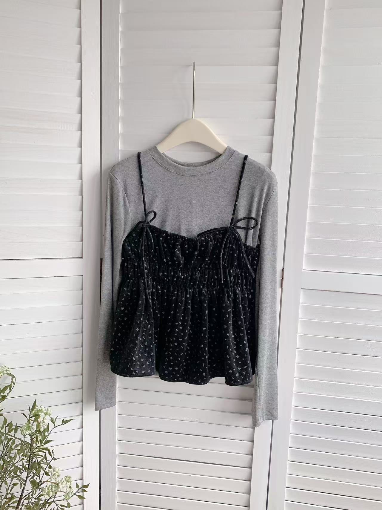 HELLO MILK TEE- 85794 吊帶套裝