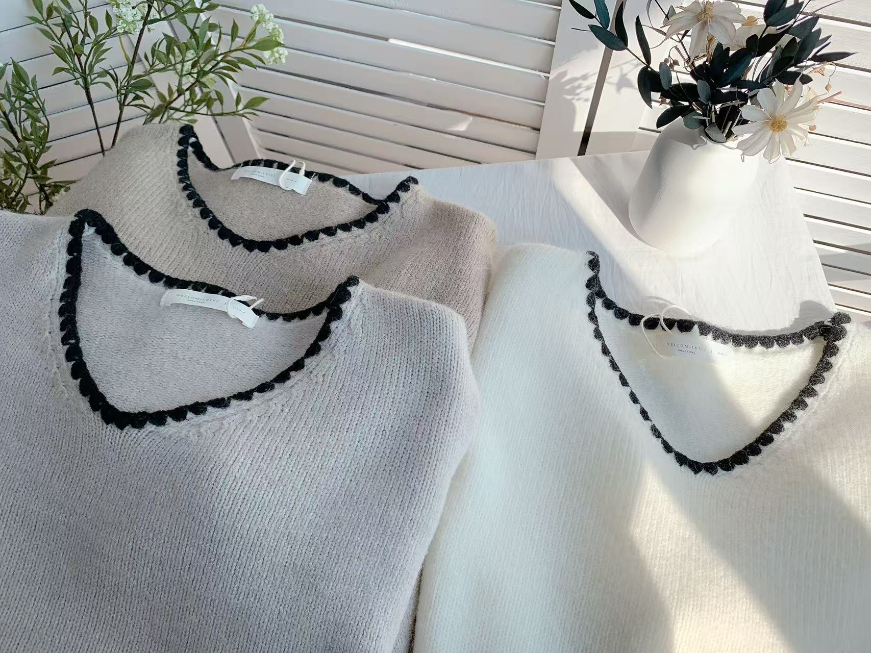 HELLO MILK TEE- 85845 撞色上衣