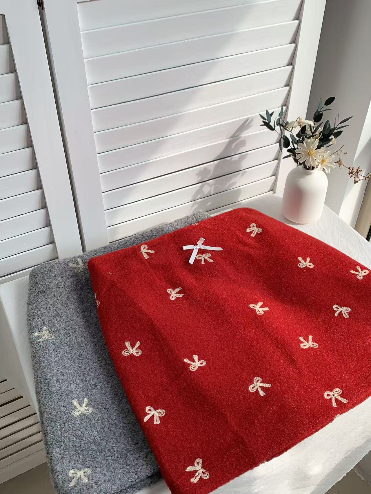 HELLO MILK TEE- 85865 蝴蝶結短裙