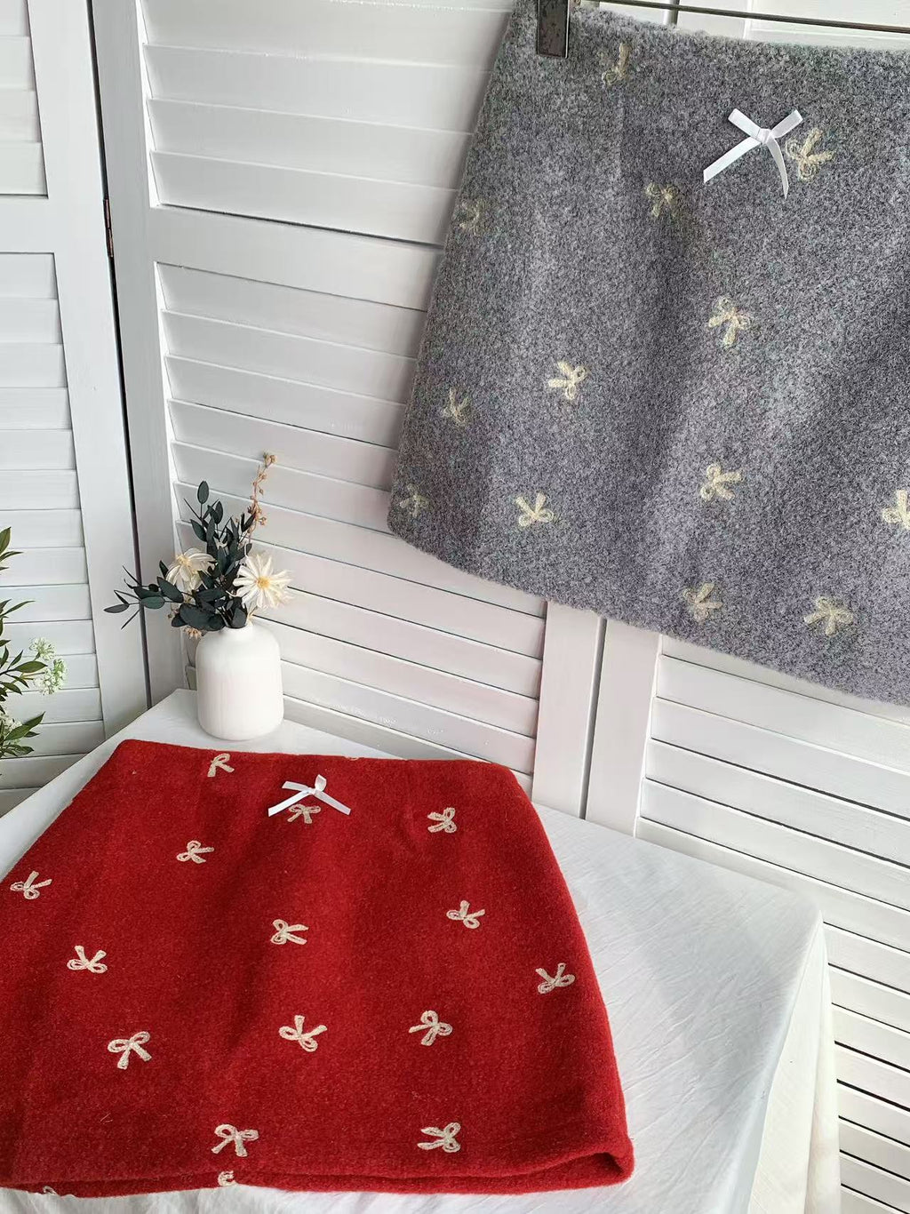 HELLO MILK TEE- 85865 蝴蝶結短裙