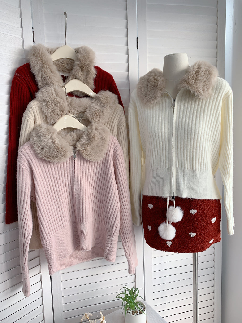 HELLO MILK TEE-85890 毛領上衣