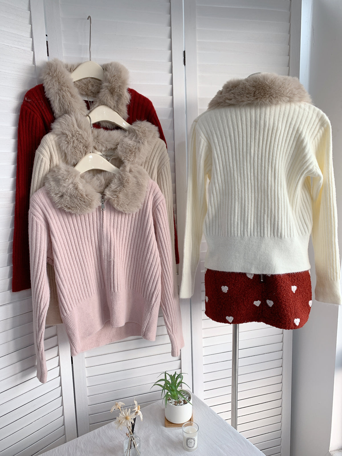 HELLO MILK TEE-85890 毛領上衣