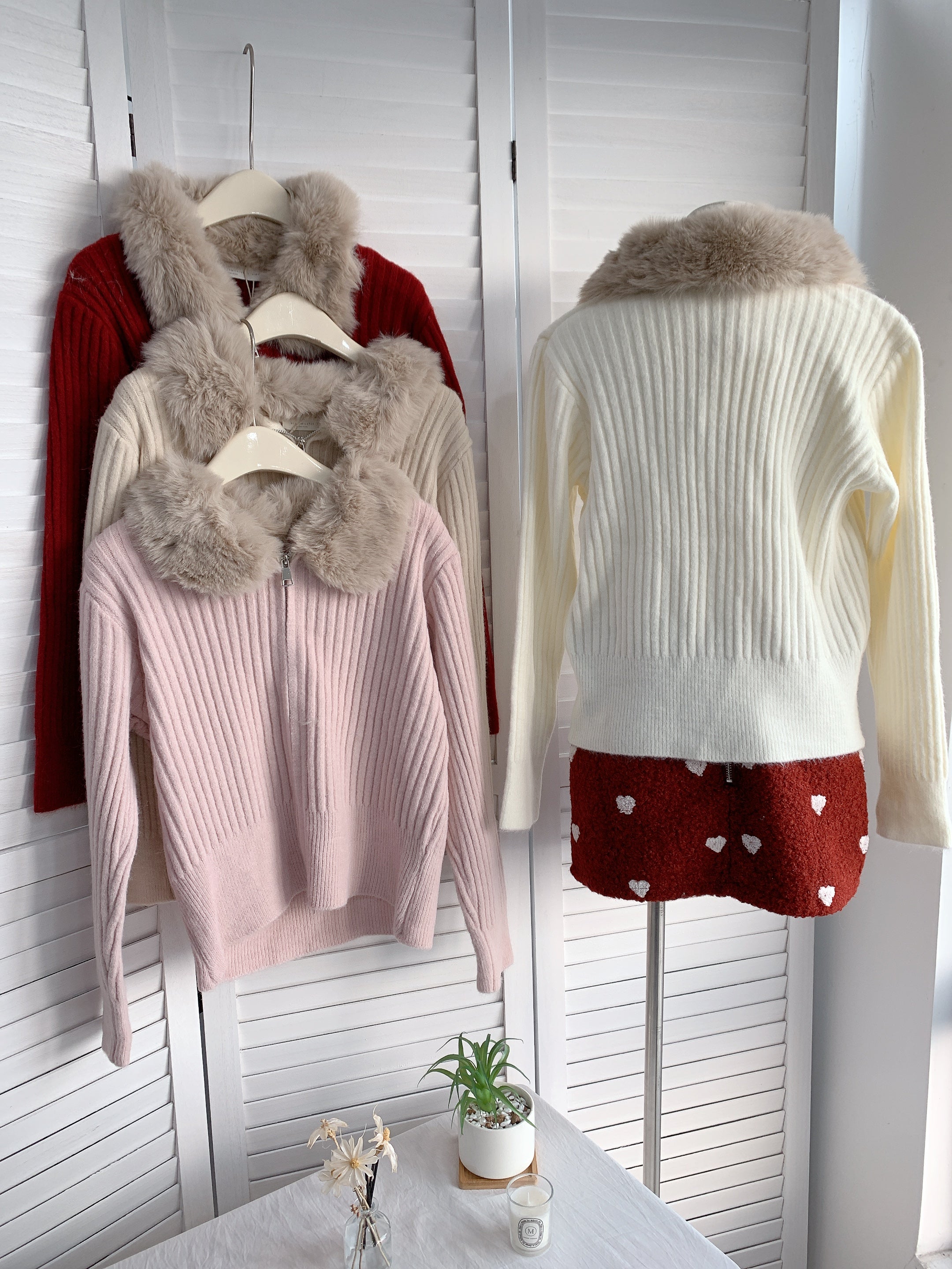 HELLO MILK TEE-85890 毛領上衣