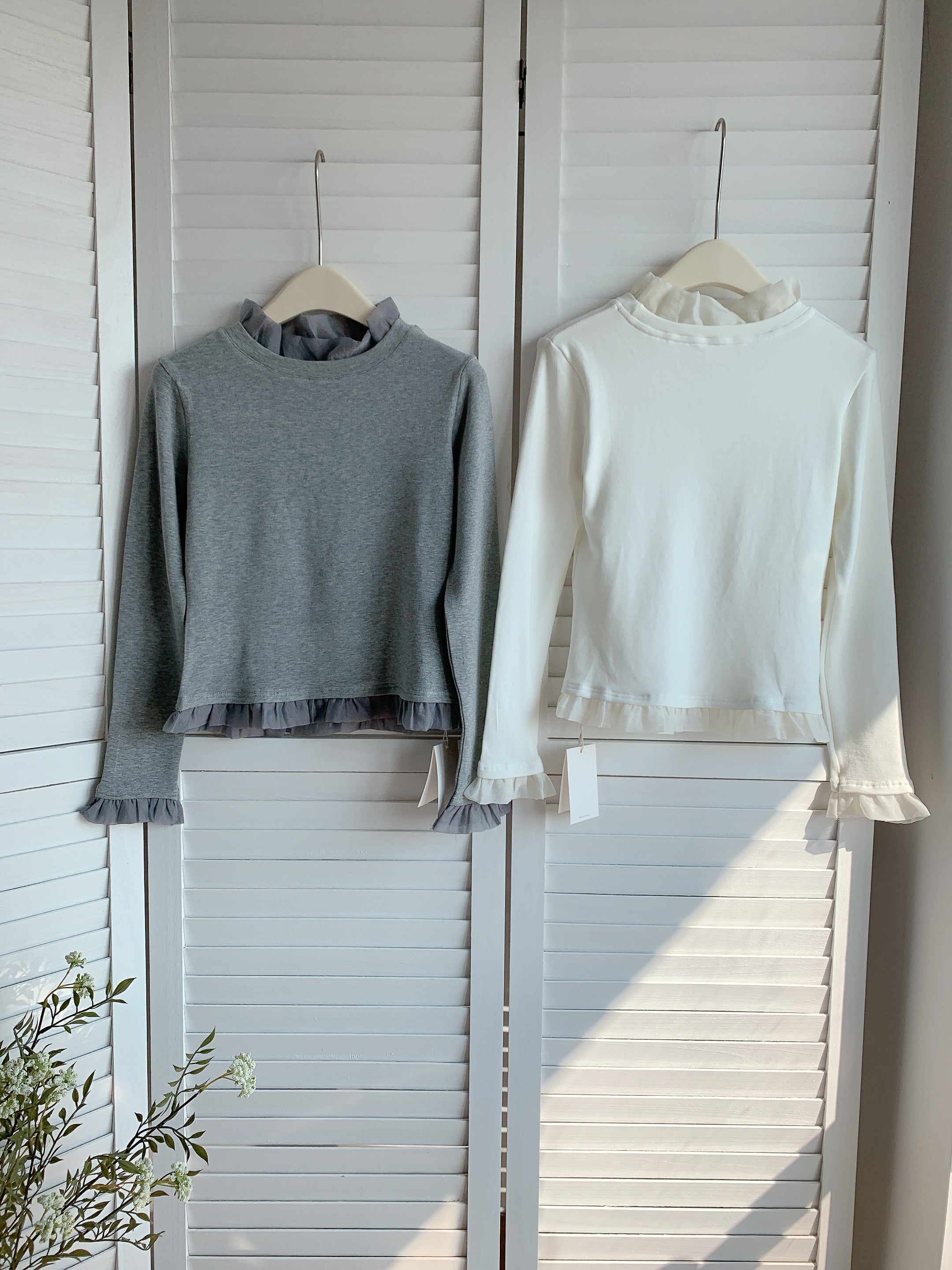 HELLO MILK TEE- 85946 拼接花邊衫