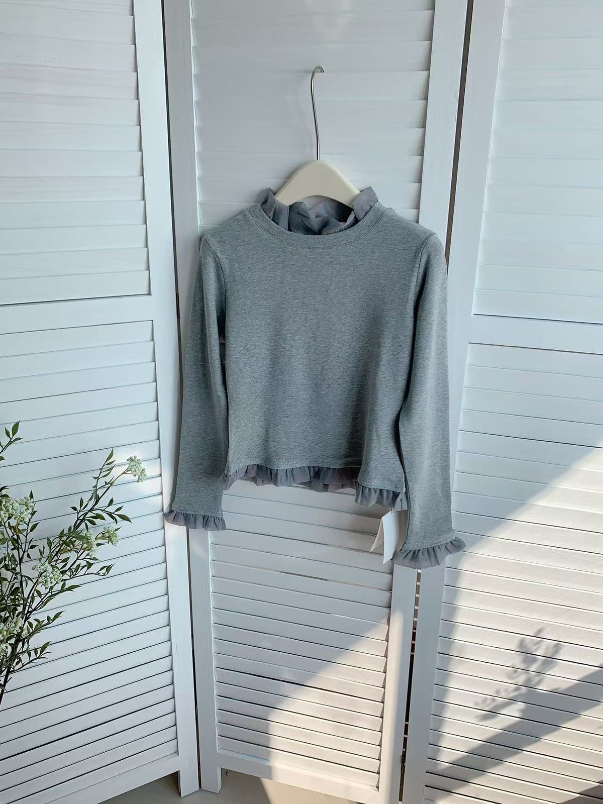 HELLO MILK TEE- 85946 拼接花邊衫