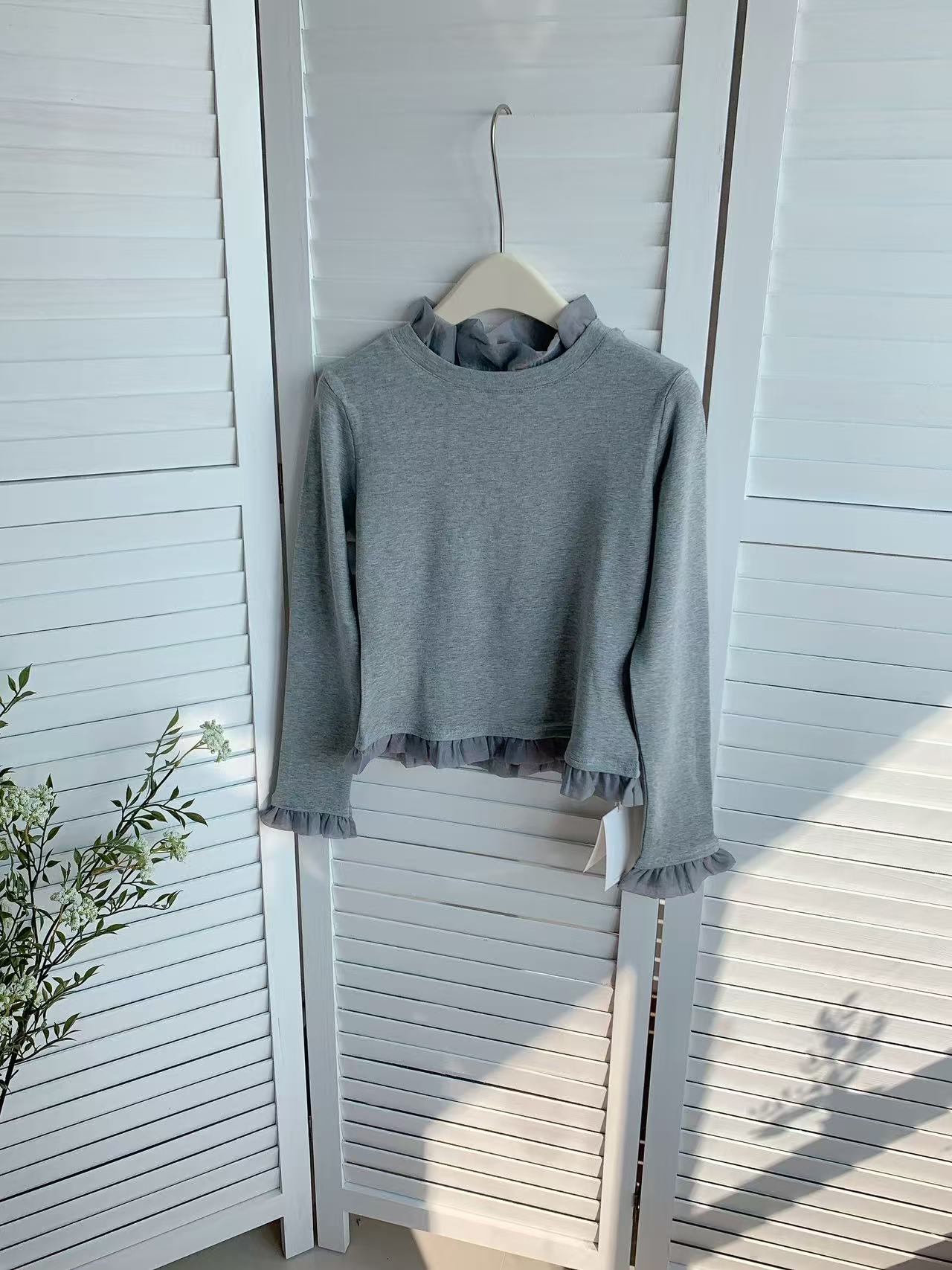 HELLO MILK TEE- 85946 拼接花邊衫