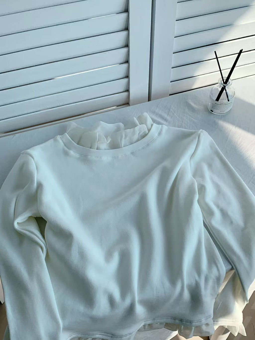 HELLO MILK TEE- 85946 拼接花邊衫