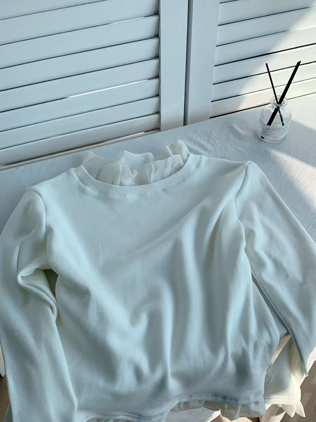 HELLO MILK TEE- 85946 拼接花邊衫