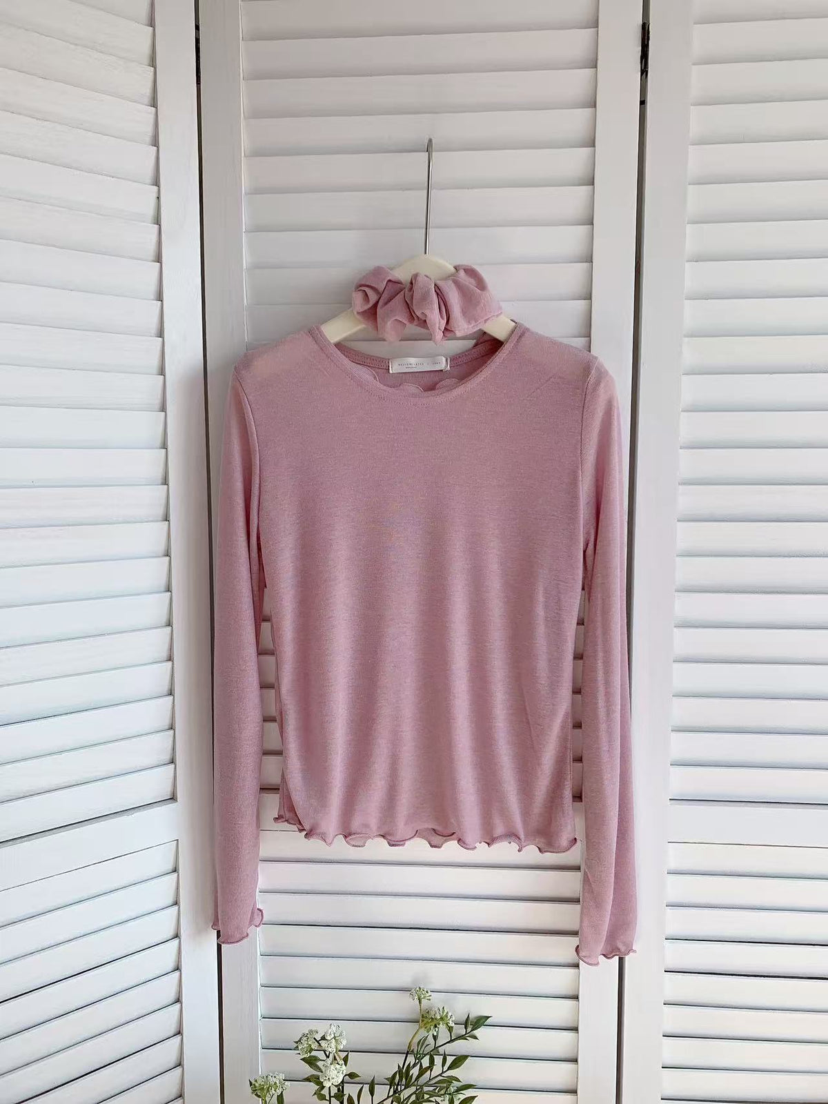 HELLO MILK TEE- 85962 卷邊上衣