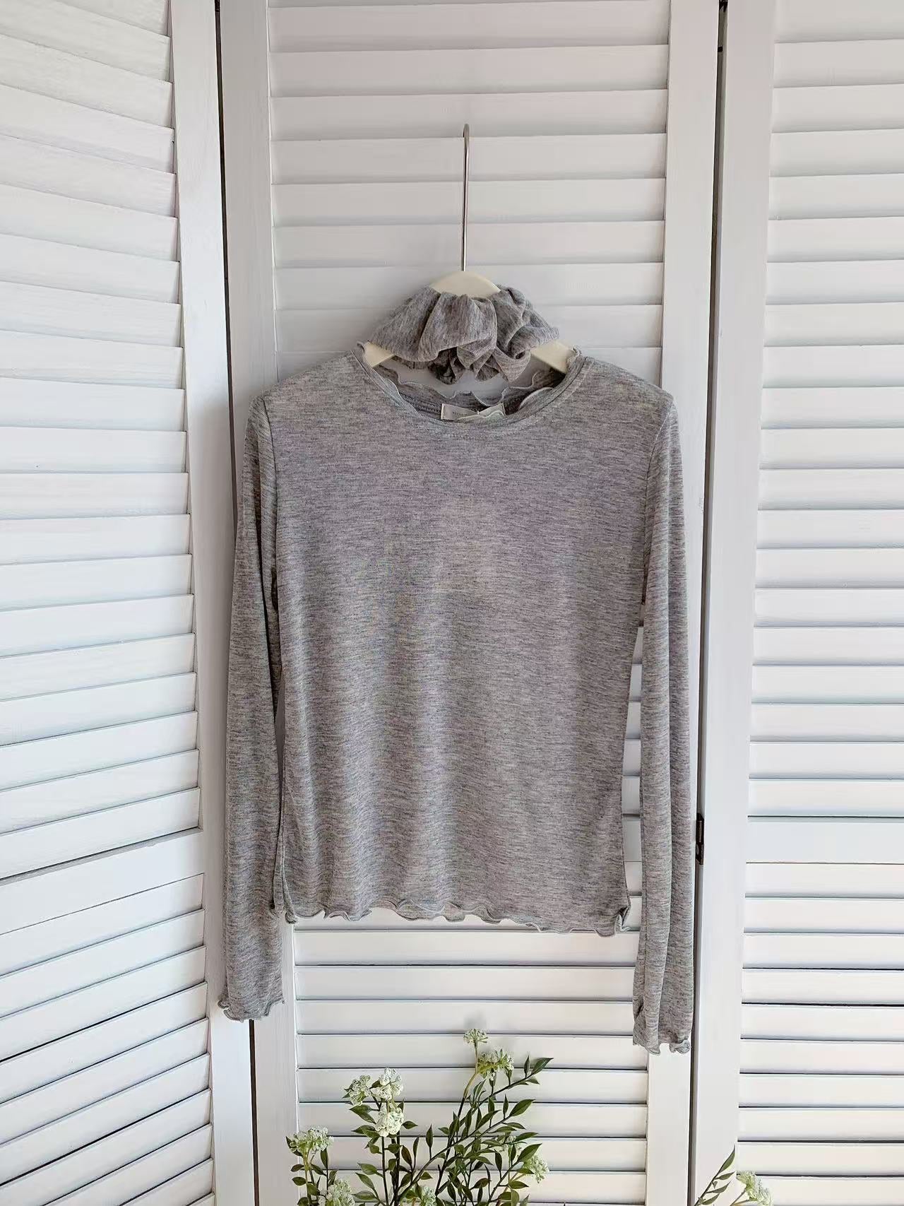 HELLO MILK TEE- 85962 卷邊上衣