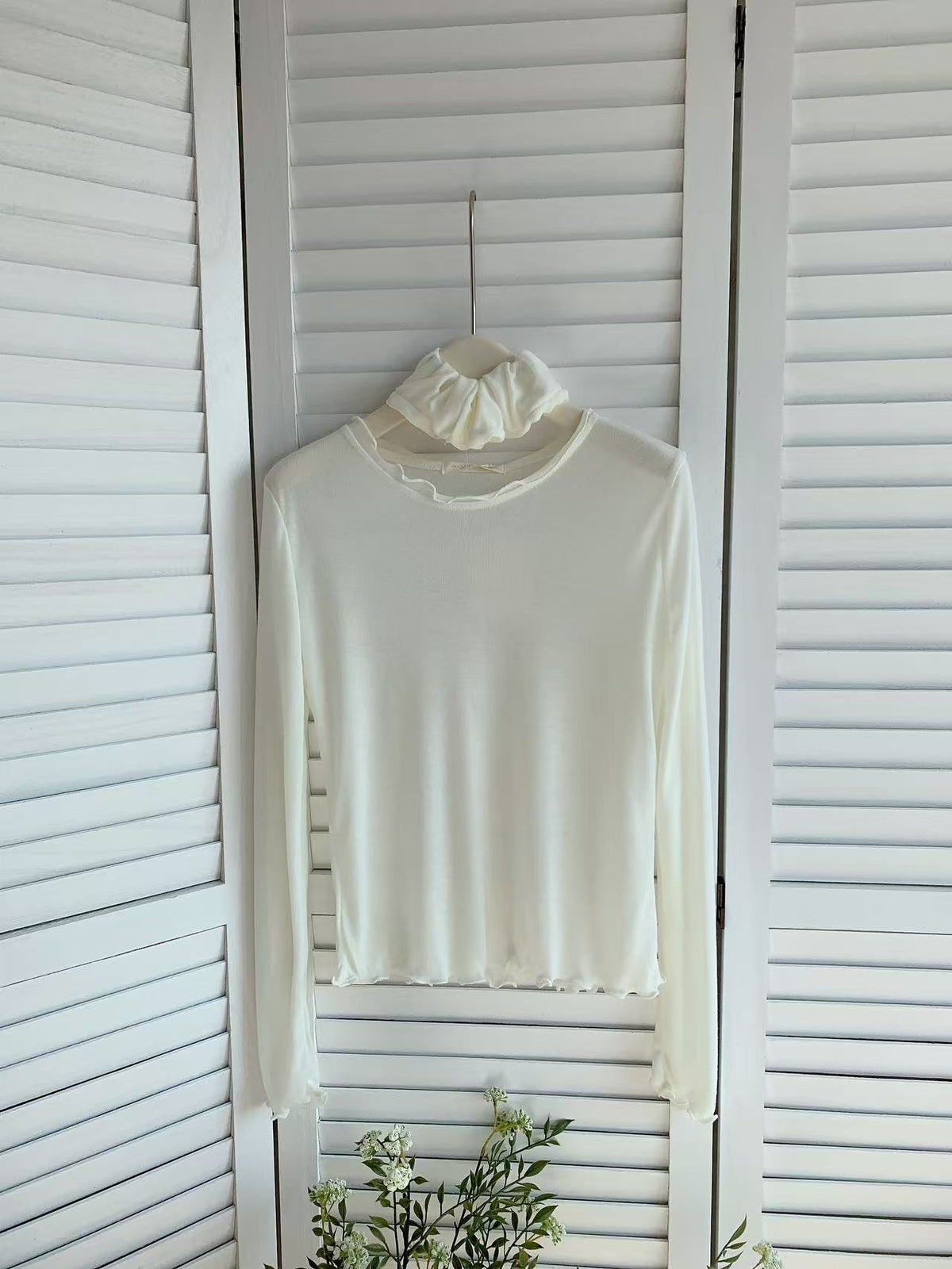 HELLO MILK TEE- 85962 卷邊上衣