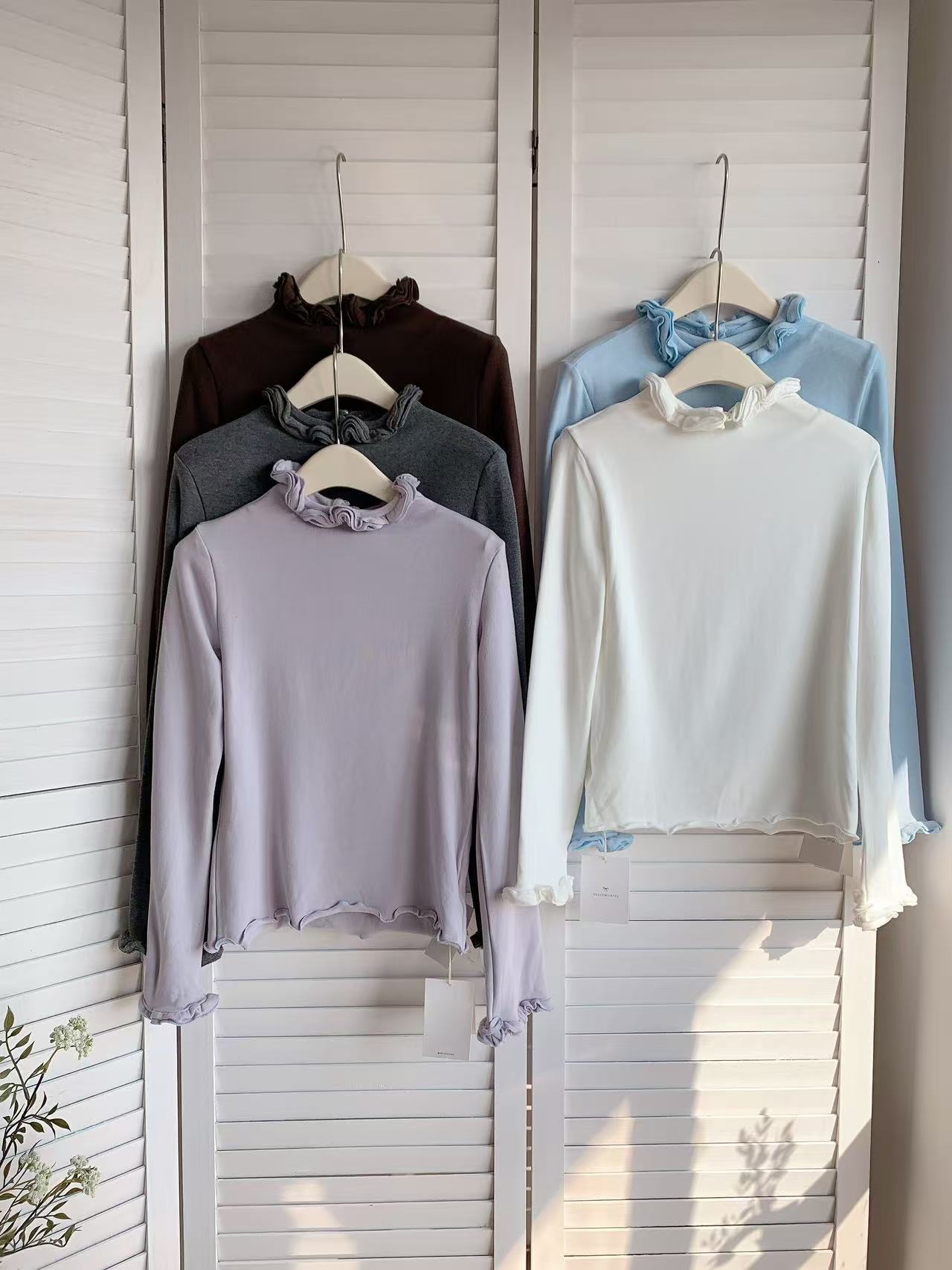 HELLO MILK TEE- 85945 套頭後珍珠扣打底衫