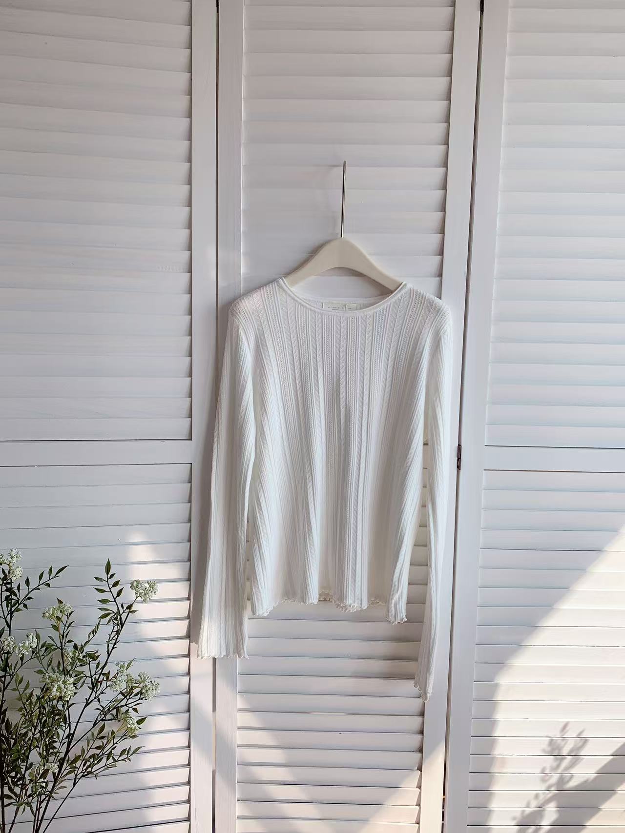 HELLO MILK TEE- 85964 圓領坑條衫