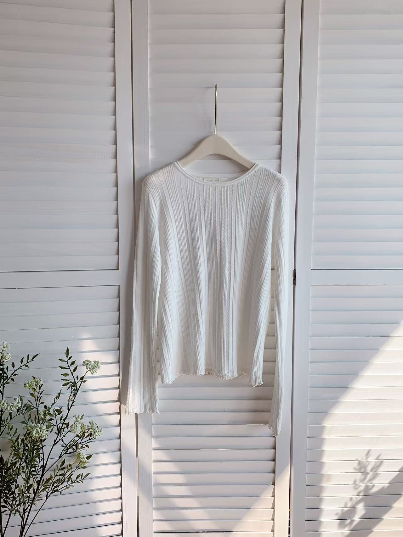 HELLO MILK TEE- 85964 圓領坑條衫