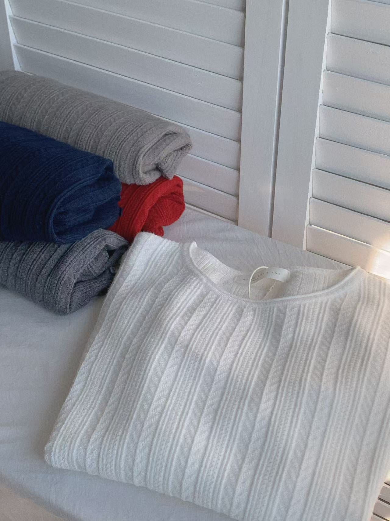 HELLO MILK TEE- 85964 圓領坑條衫