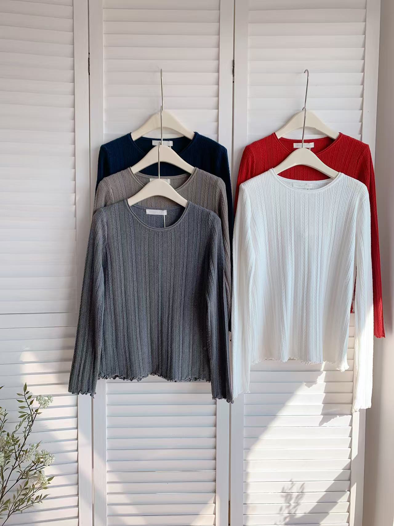 HELLO MILK TEE- 85964 圓領坑條衫