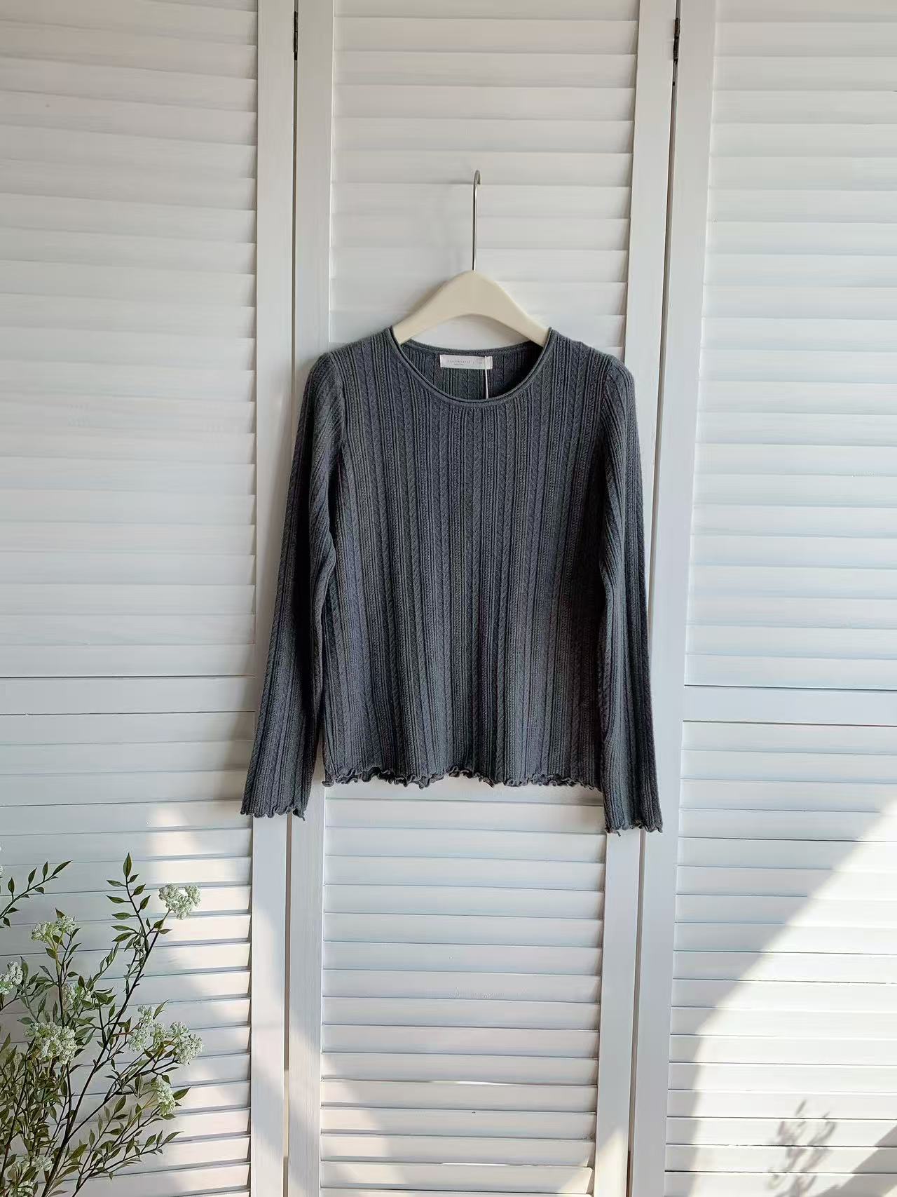 HELLO MILK TEE- 85964 圓領坑條衫