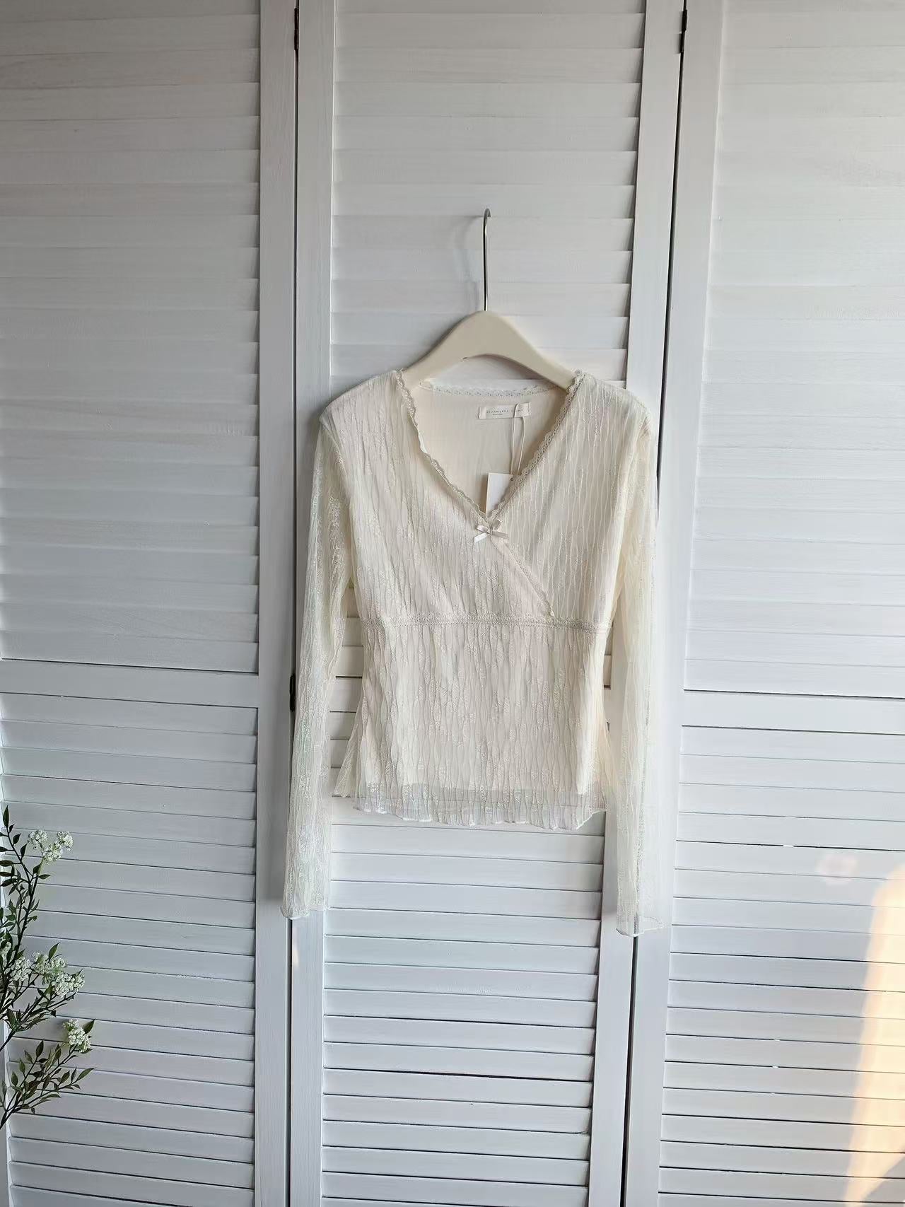 HELLO MILK TEE- 85952 收褶上衣