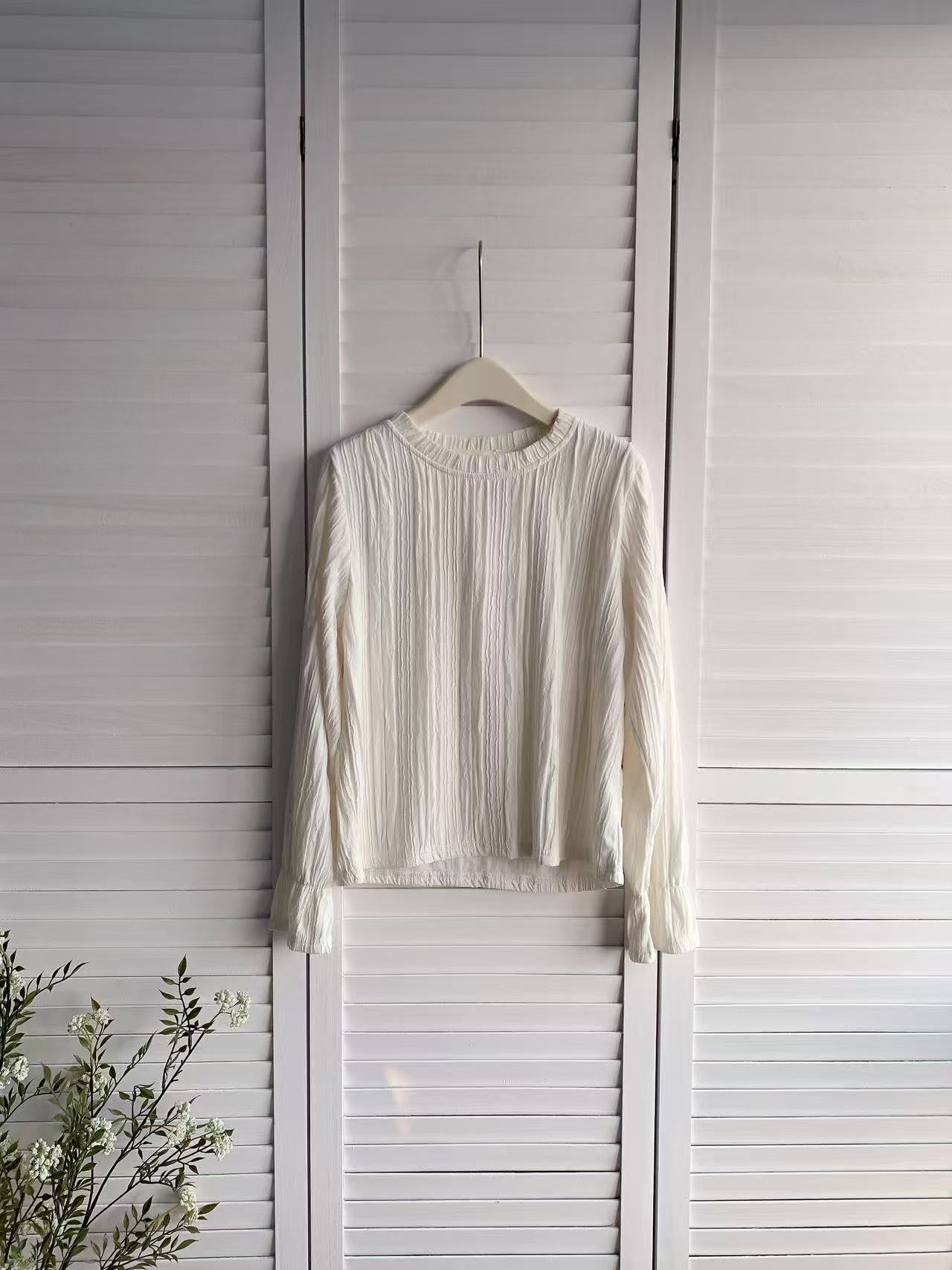 HELLO MILK TEE- 85931 壓皺上衣