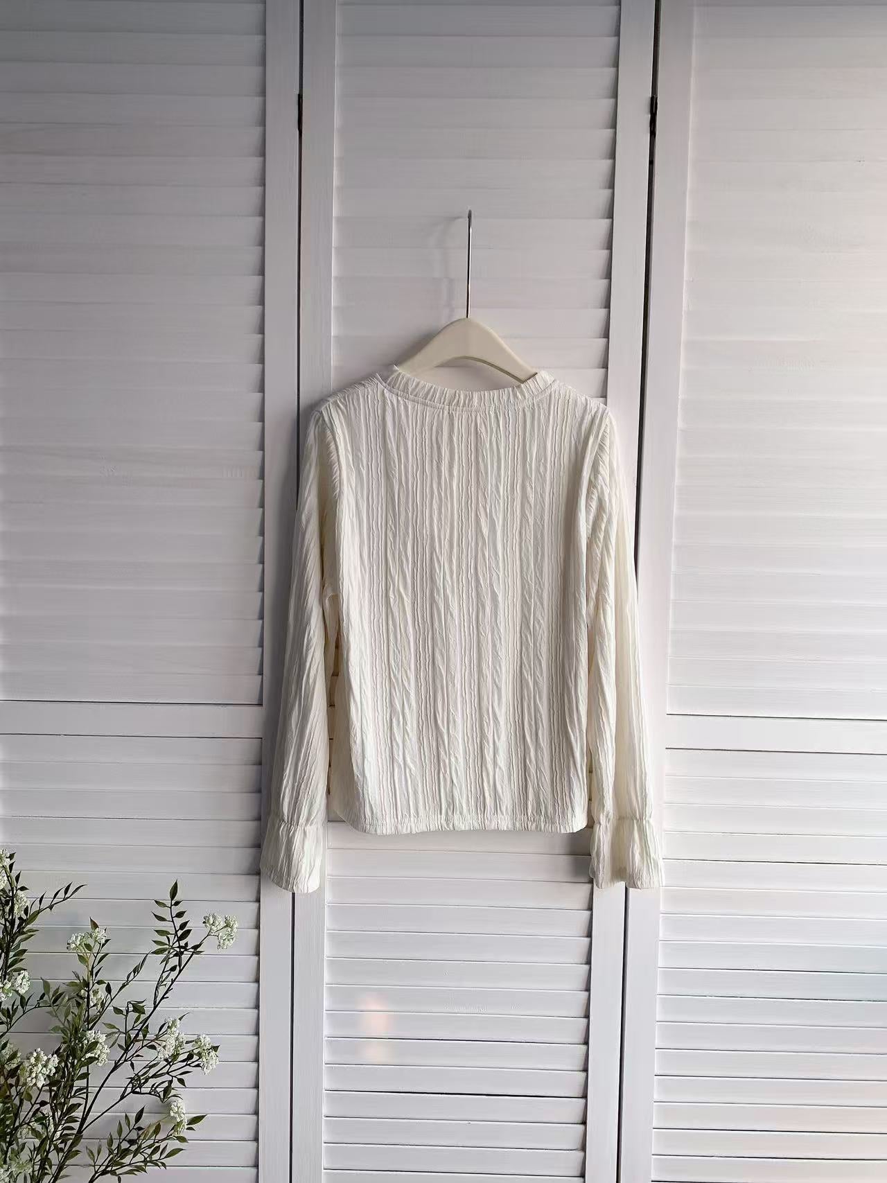 HELLO MILK TEE- 85931 壓皺上衣