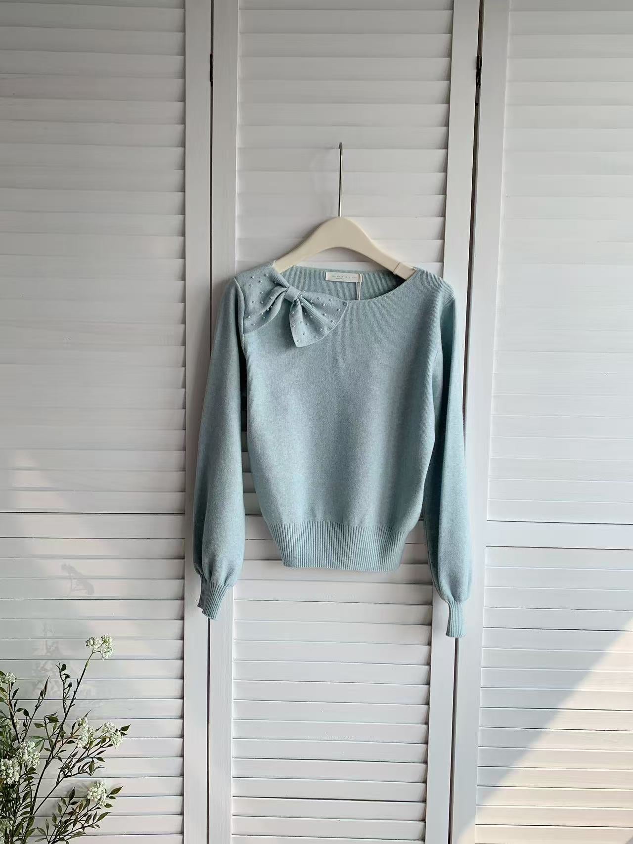 HELLO MILK TEE- 85997 蝴蝶結上衣