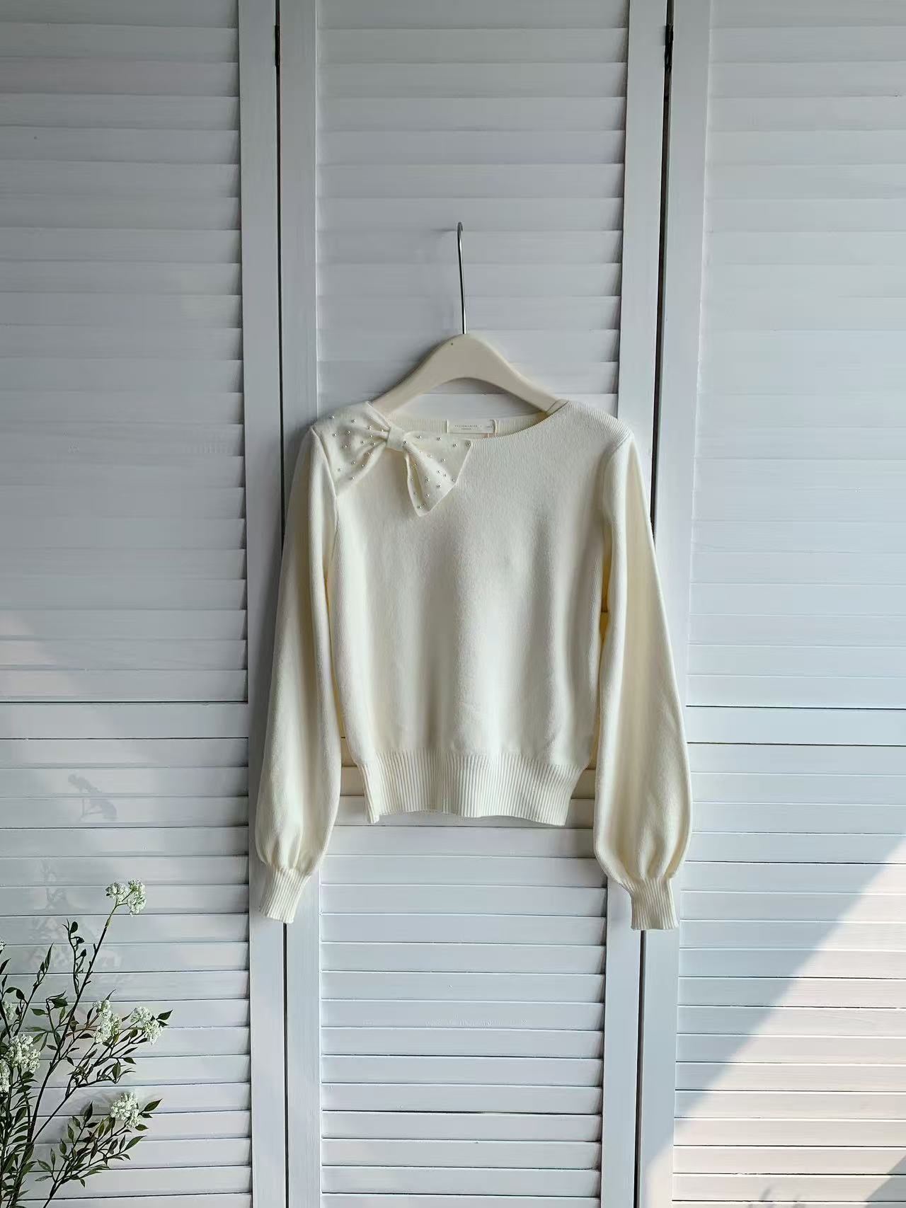 HELLO MILK TEE- 85997 蝴蝶結上衣