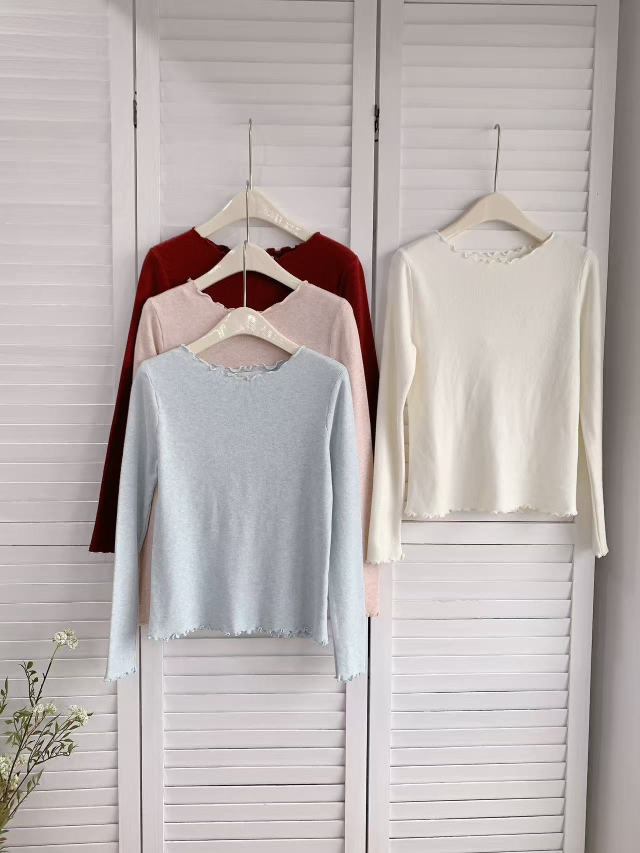 HELLO MILK TEE- 85985 木耳邊上衣